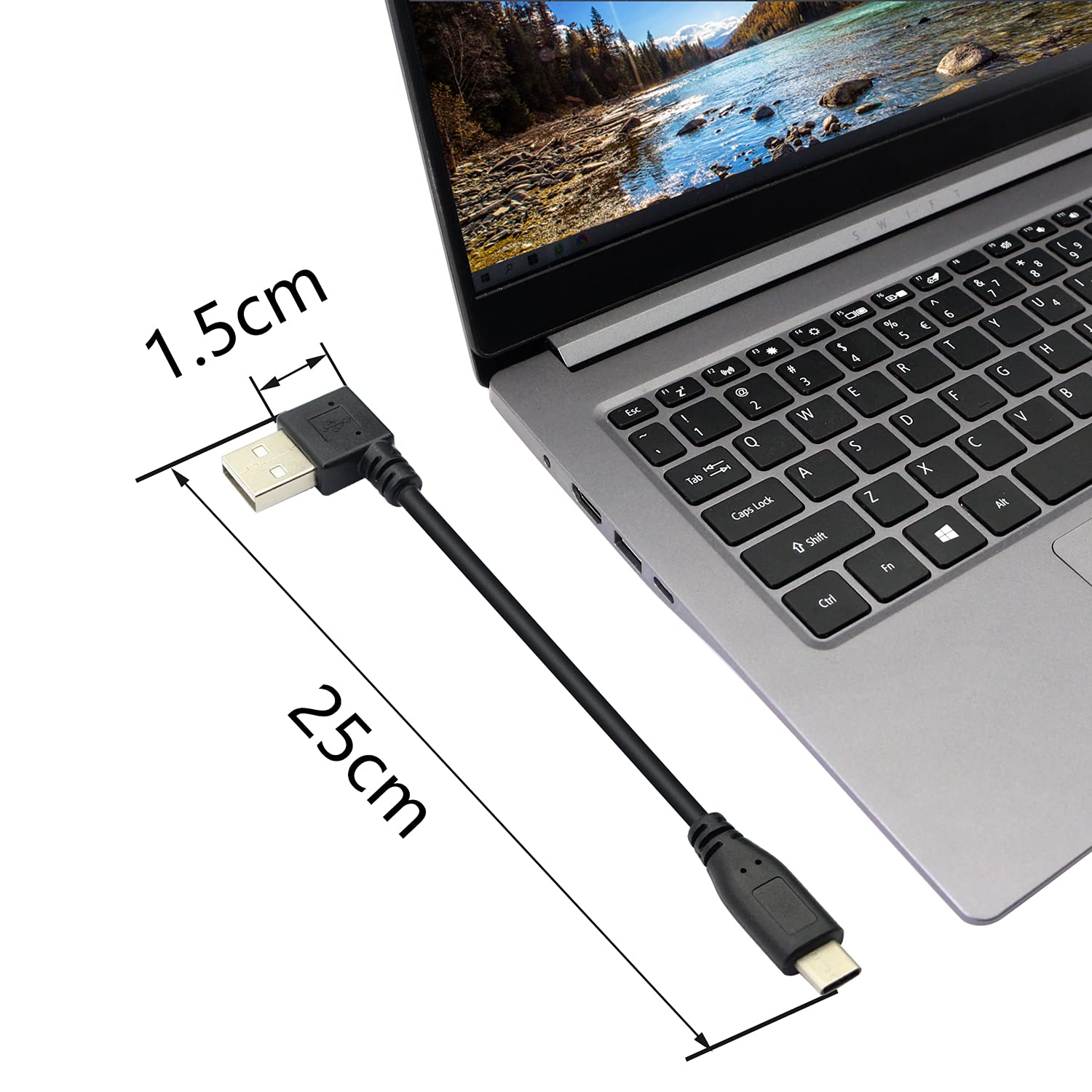 Pngknyocn 90 Degree Usb Adapter Cable Right Angle Usb 2.0 (Type A) Male To Usb 2.0 (Type C) Male Fast Charge And Data Sync Cable