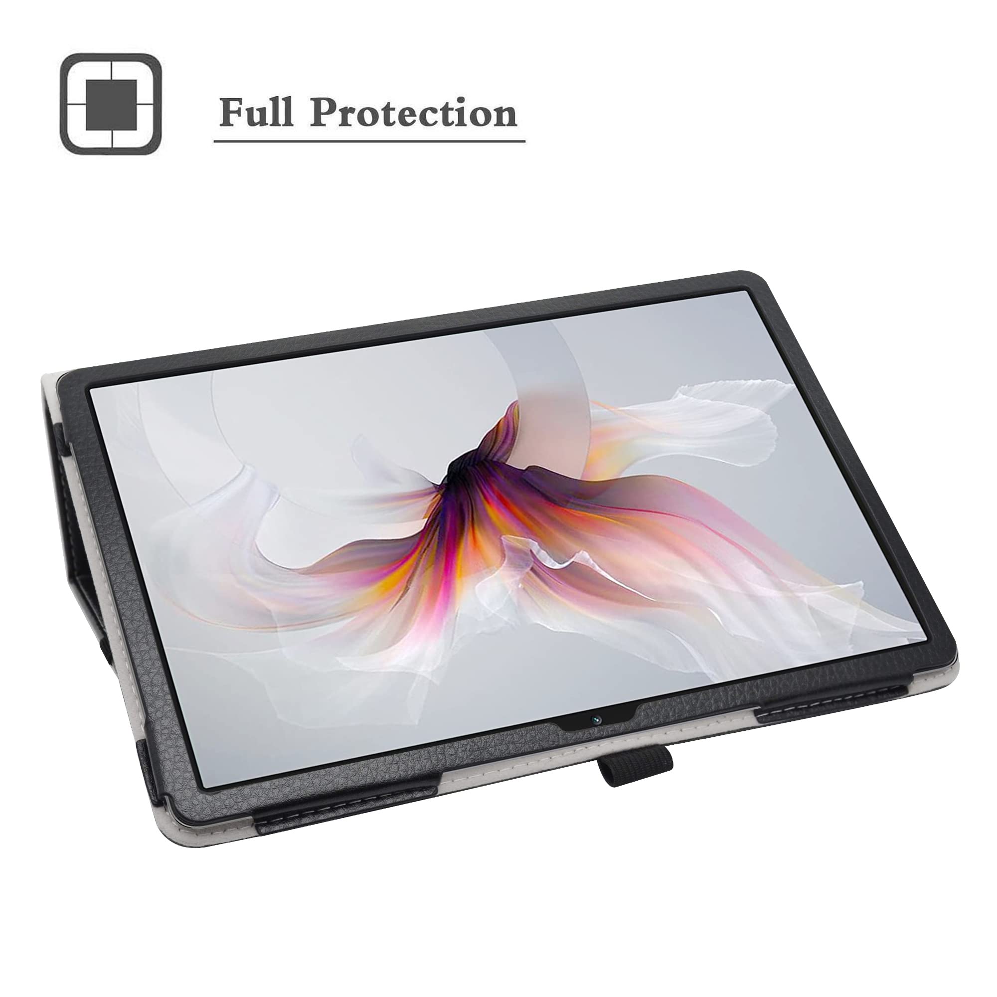 Bige For Blackview Tab 12 Case,Pu Leather Folio 2-Folding Stand Cover For Blackview Tab 12 10.1 Android Tablets,Black