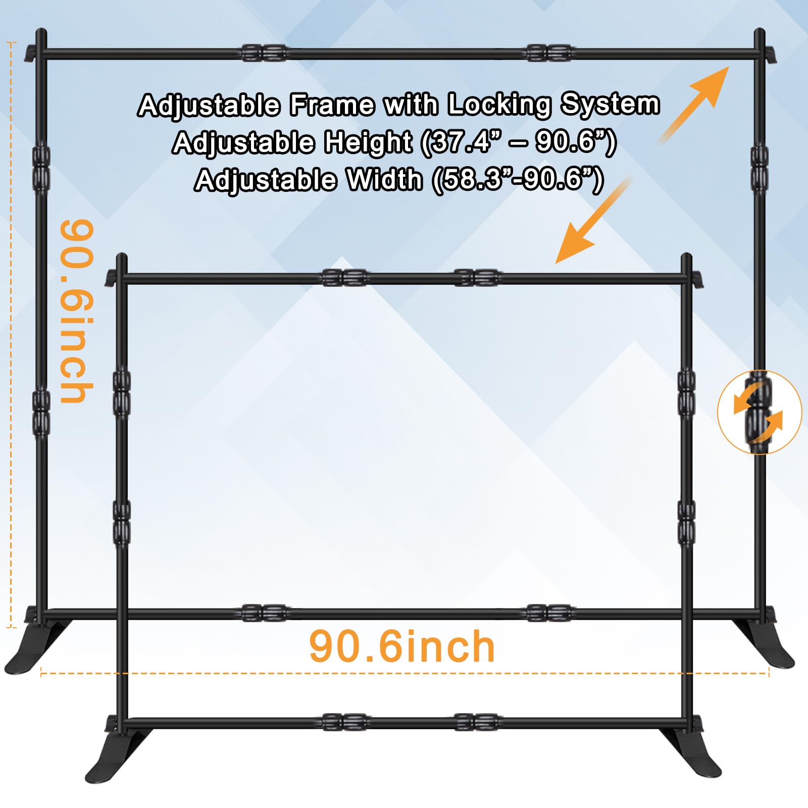 Ielyiesy Backdrop Banner Stand, 8X8Ft Heavy Duty Adjustable Step And Repeat Stand With Carrying Bag For Parties Photo Booth Trad