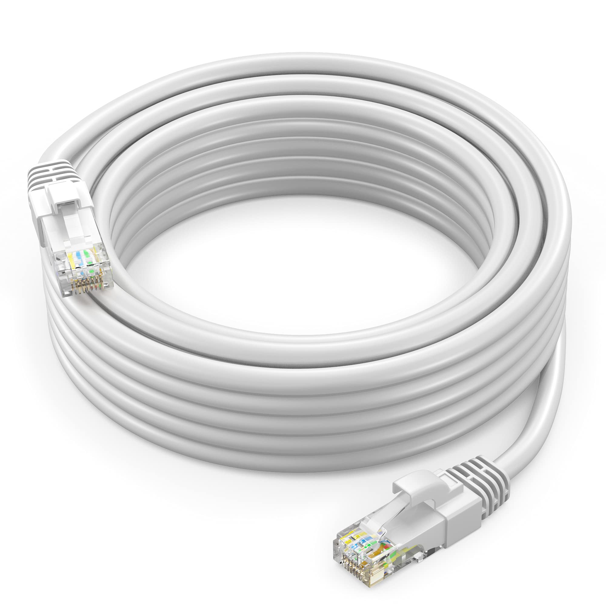 Maximm Cat 6 Ethernet Cable 30 Ft   High Speed Lan Cable, Internet Cable, Patch Cable, And Network Cable   Utp, 10Gbps, 550Mhz Ethernet Cord   White