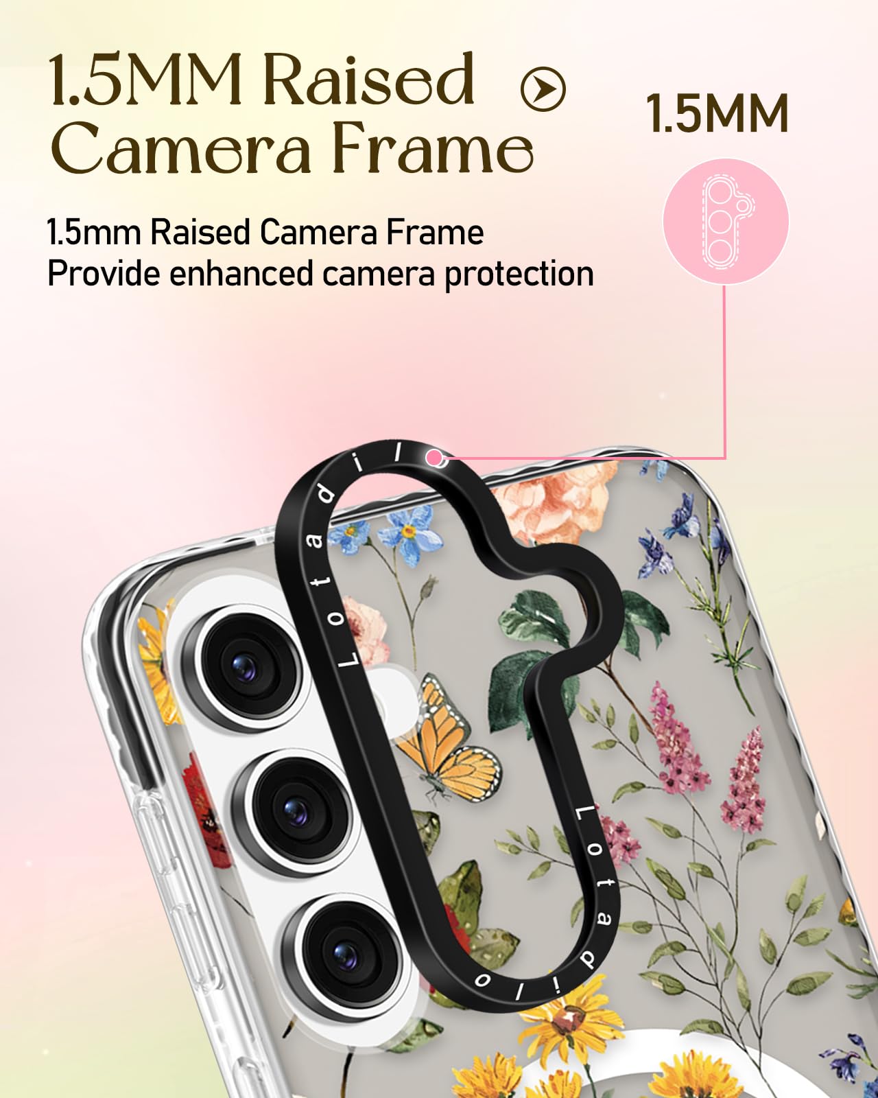 Lotadilo Cute Case For Samsung Galaxy S25 Plus For Women Girls - Funny Retro Flower Design Compatible With Magsafe Magnetic Ring