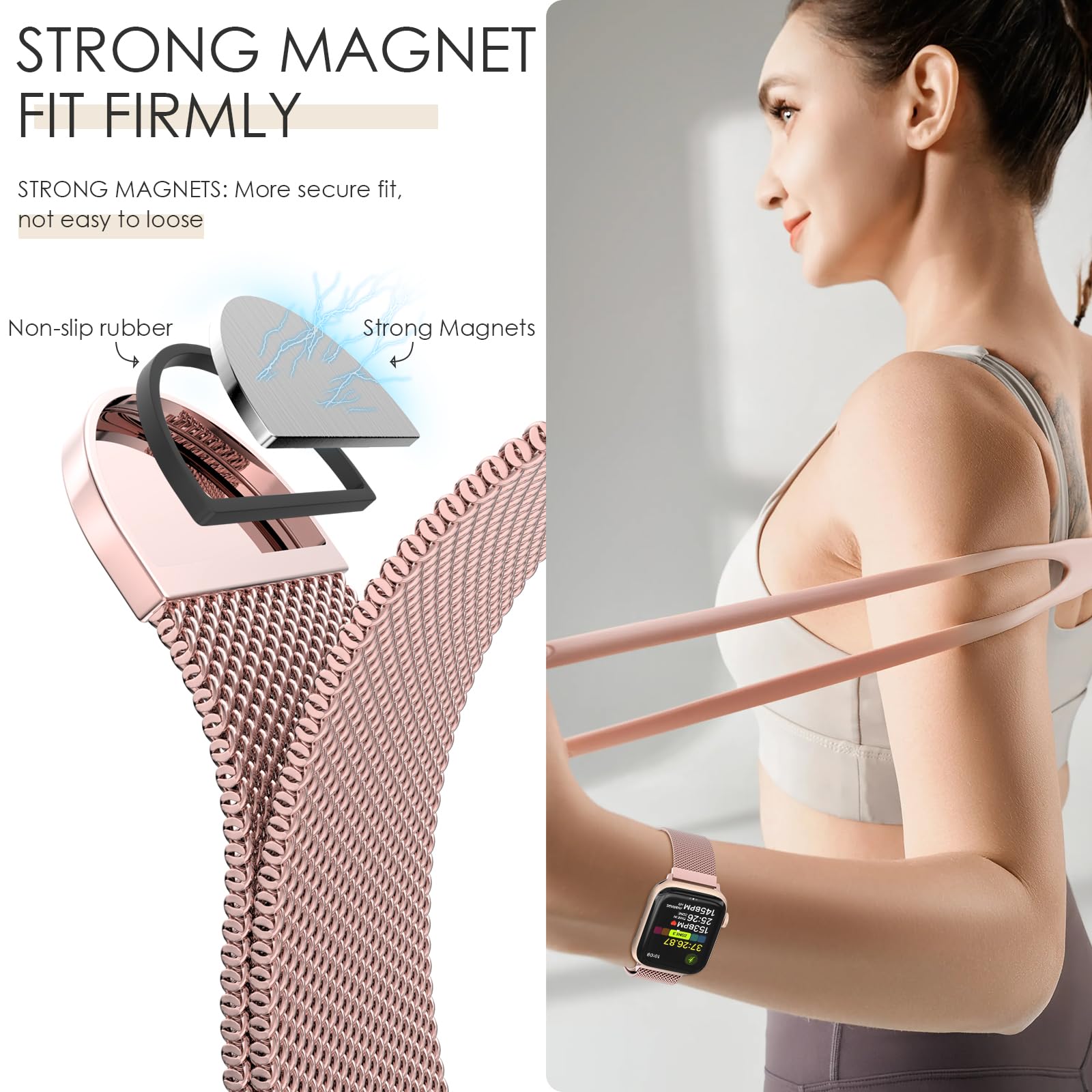 Original Milanese Loop Band Compatible With Apple Watch 38Mm 40Mm 41Mm 42Mm 44Mm 45Mm 46Mm 49Mm - Women & Men Magnetic Closure A