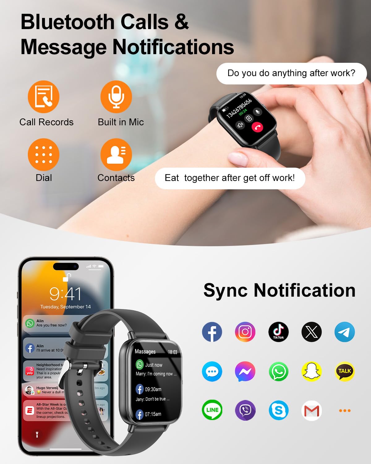Smart Watch For Women With Bluetooth Call Answer/Dail,1.85 Diy Dial Fitness Watch With Heart Rate Sleep Monitor Step Counter 120