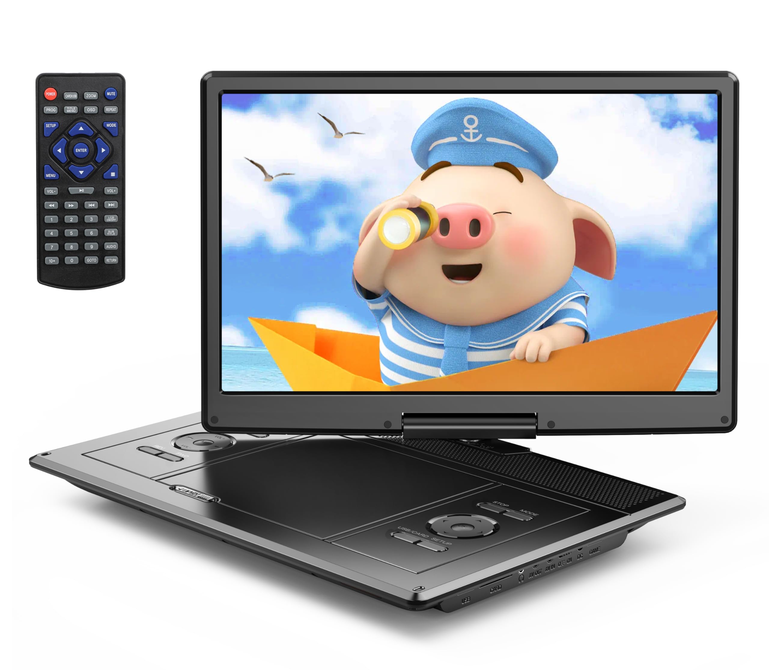 Yoton 16.5' Portable Dvd Player With 14.5' Hd, 4 6 Hours Working Time With Built In Battery, Swivel Screen, Dual Stereo Speakers, Usb, Sd, Av, Audio,Gamepad Support, Not Support Blu Ray