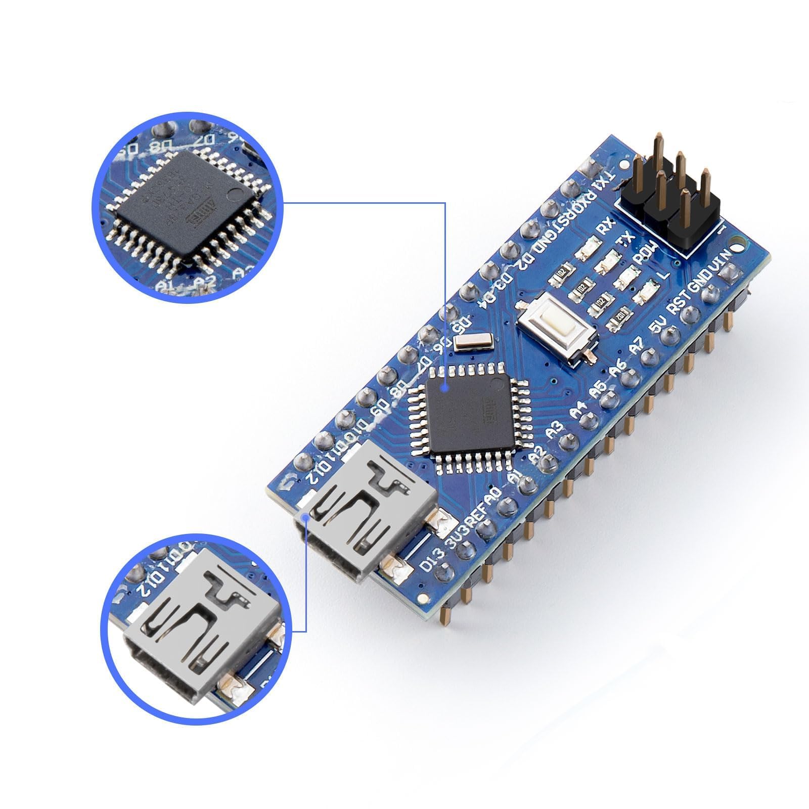 Elegoo Pre Soldered Nano Board Ch 340/Atmega+328P With Usb Cable Compatible With Arduino