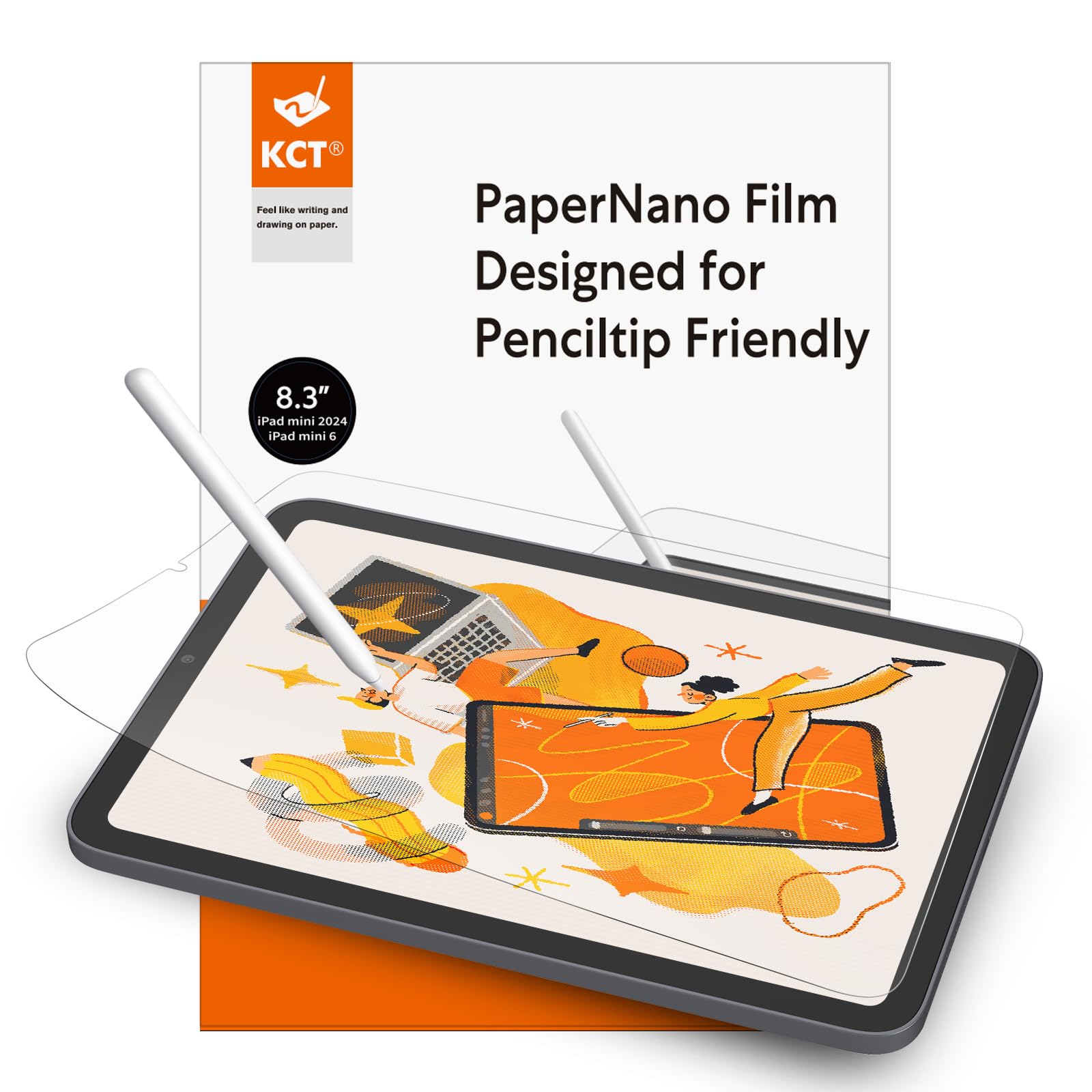 Kct 2 Pack Paperfeel Screen Protector Compatible With New Ipad Mini 7 2024 (A17 Pro) & Ipad Mini 6 Anti Glare & Anti Fingerprint & Matte Film For Drawing/Writing, Compatible With Apple Pencil
