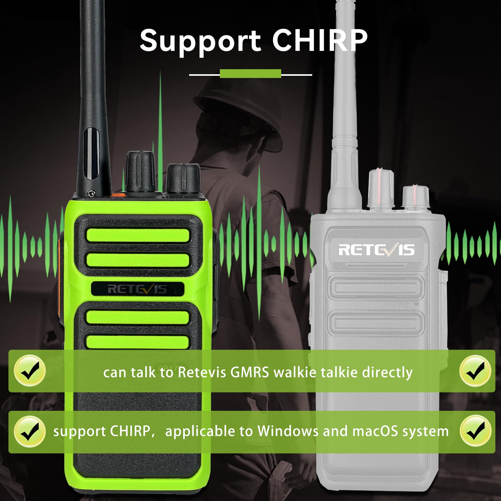 Retevis Rb17A Two Way Radios Long Range, 5 Watts Walkie Talkies, 2200Mah Rechargeable Battery, Repeater Capable, Walkie Talkie W