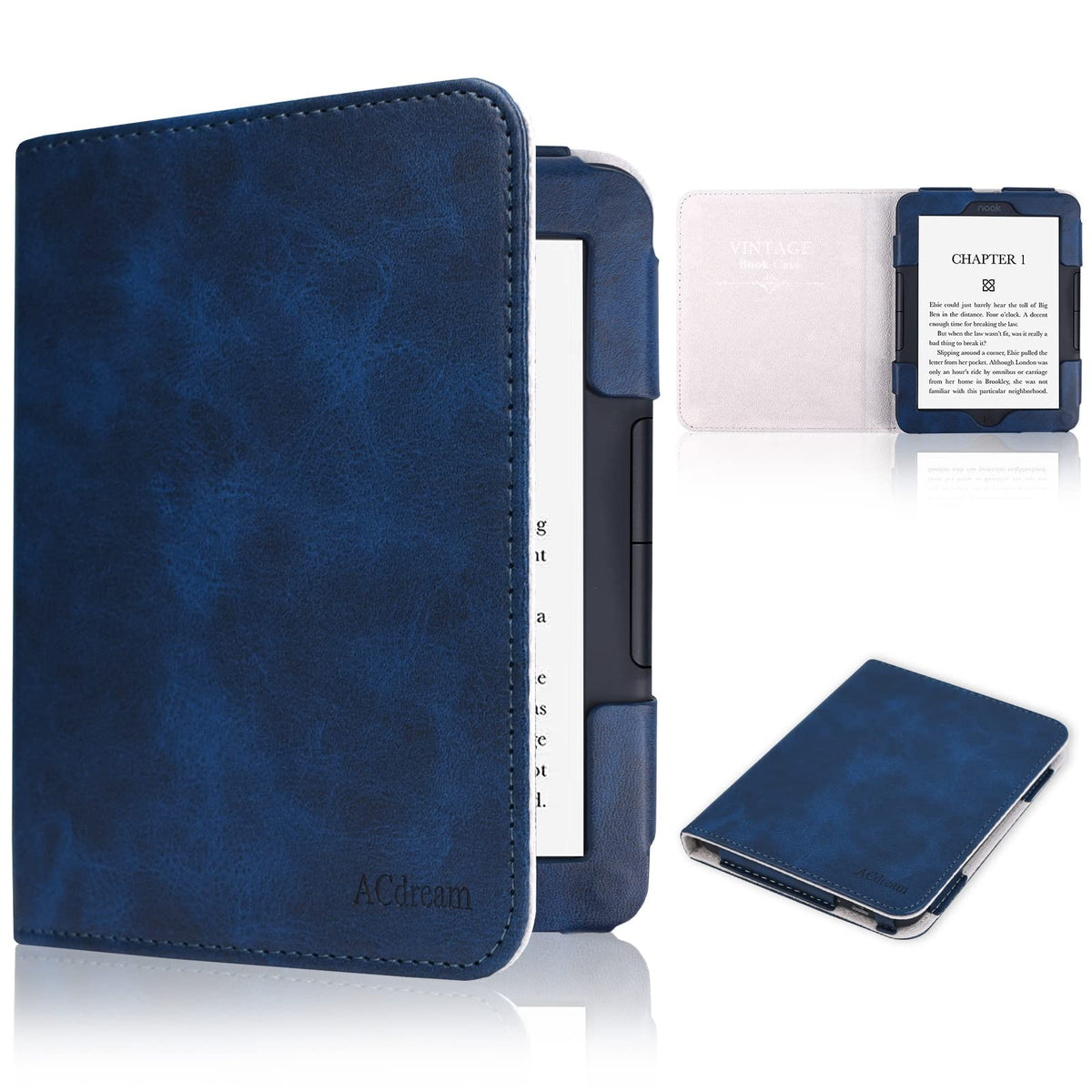 ACdream Case for Nook GlowLight 4 2021 / Nook GlowLight 4e 2022, Folio Premium PU Leather Ereader Cover with Magnet Closure, Calf Blue