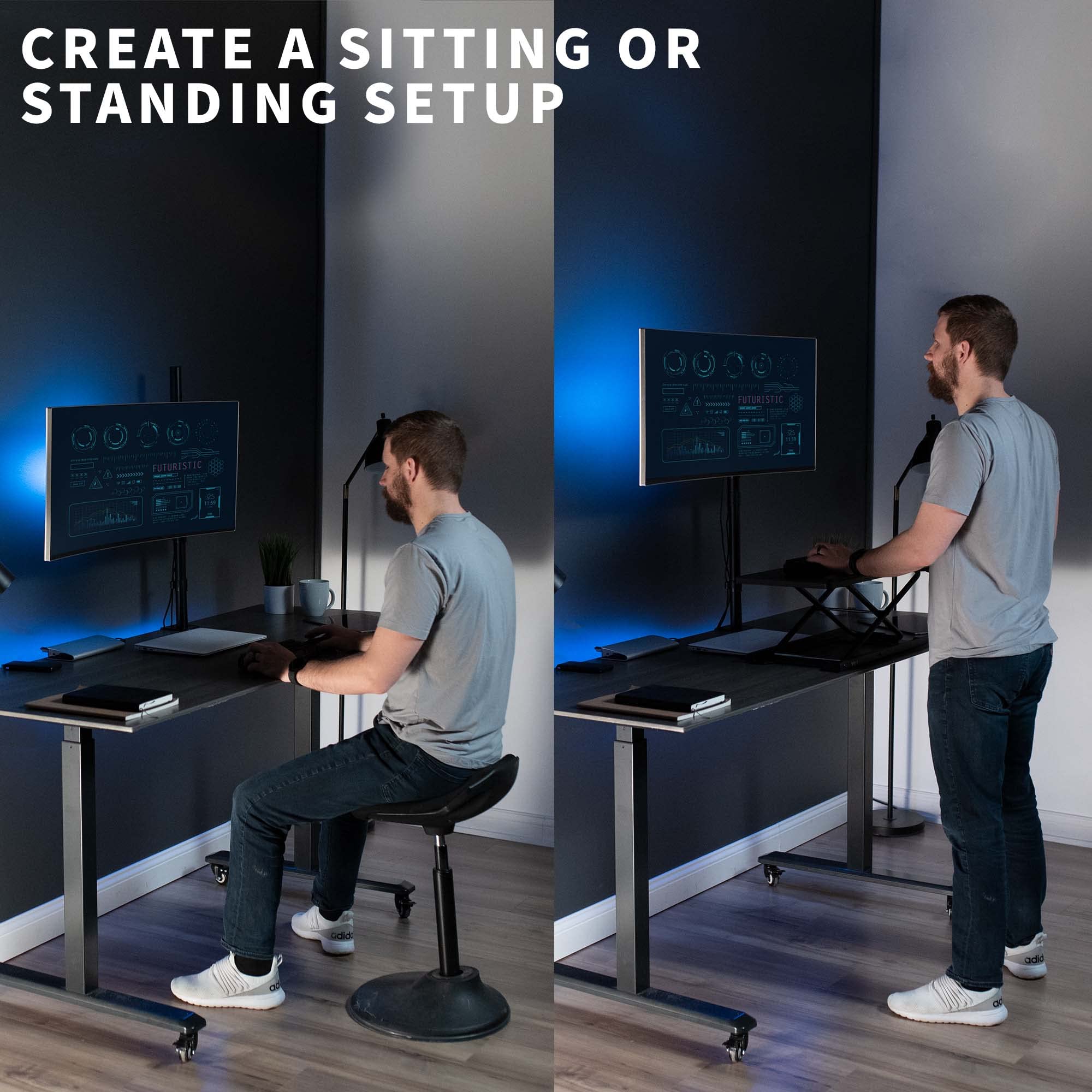 VIVO Single Monitor Desk Mount, Extra Tall Fully Adjustable Stand for 1 LCD Screen up to 32 inches, Ultra Wide Screens up to 38 inches, 22 lbs Capacity, STAND V001T