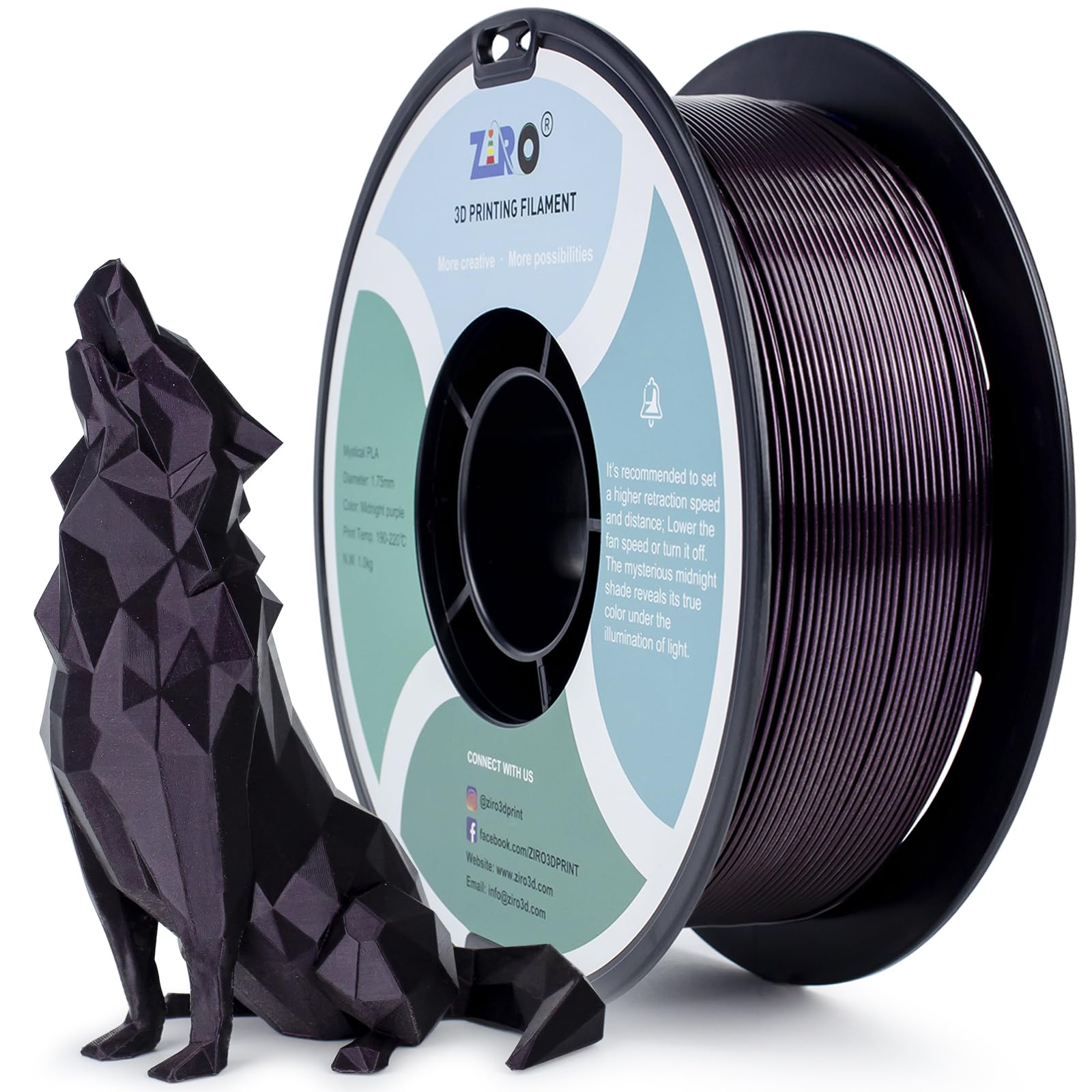 ZIRO Shiny Sparkle PLA Filament with Finer Glitter, Shining 3D Printer PLA Filament 1.75mm, Vintage Color Mystical Series 1kg Sp