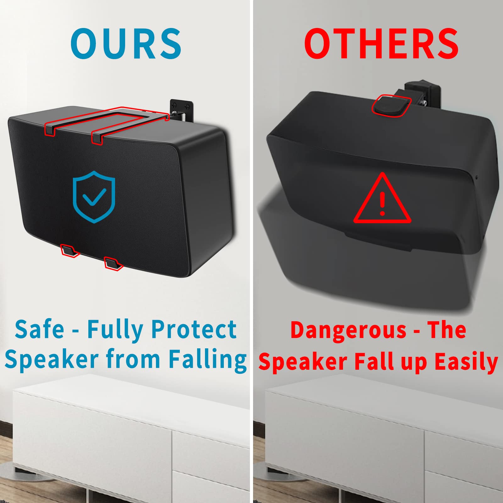 Notiela Speaker Wall Mount For Sonos Five & Play 5 Gen 2 Speaker Mount, Tilt & Swivel Adjustable Bracket For Sonos Play:5 And So