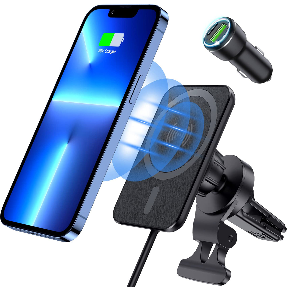 For Magsafe Car Mount Charger For Iphone 15, 15W Fast Charging, For Magsafe Car Charger, Powerful Magnetic Wireless Car Charger 