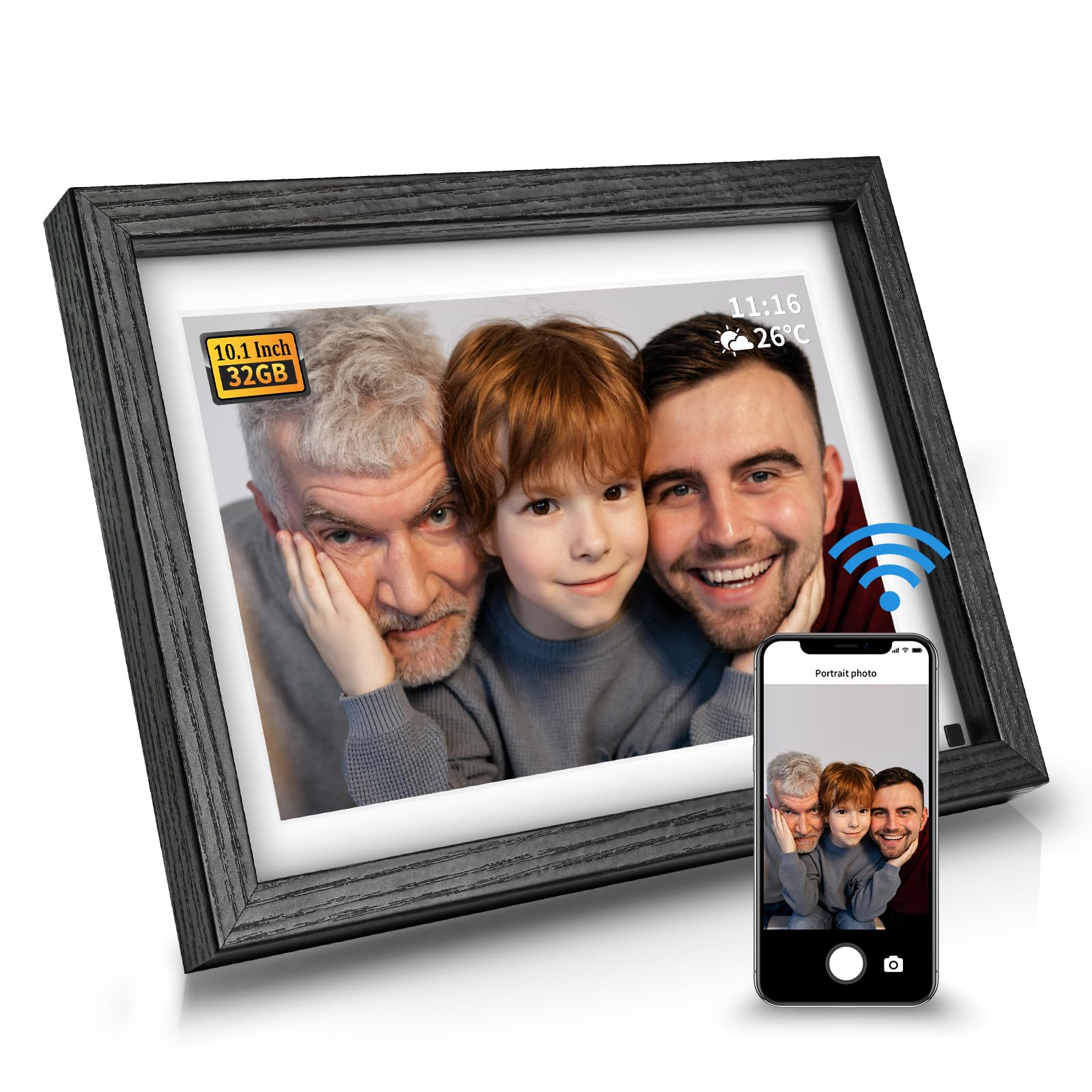 Digital Picture Frame 32G Wifi   10 Inch Digital Photo Frame With Motion Sensor. Free App Share Photos And Videos With Touch Scr
