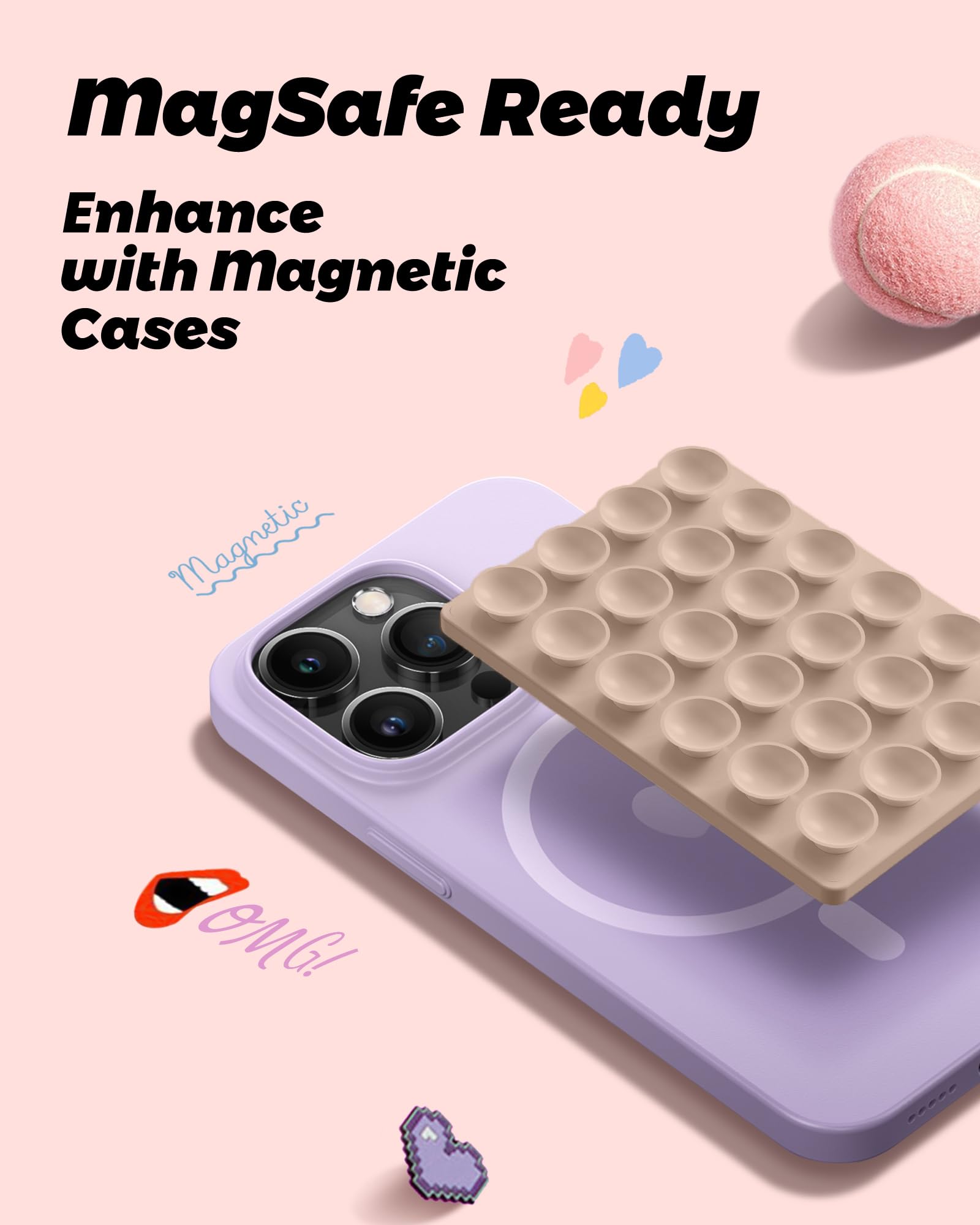 Amband Magnetic Suction Phone Mount Trendy Stocking Stuffers For Men Women Dad Mom Adults, Removable Brown Octo Cup Buddy Sticky