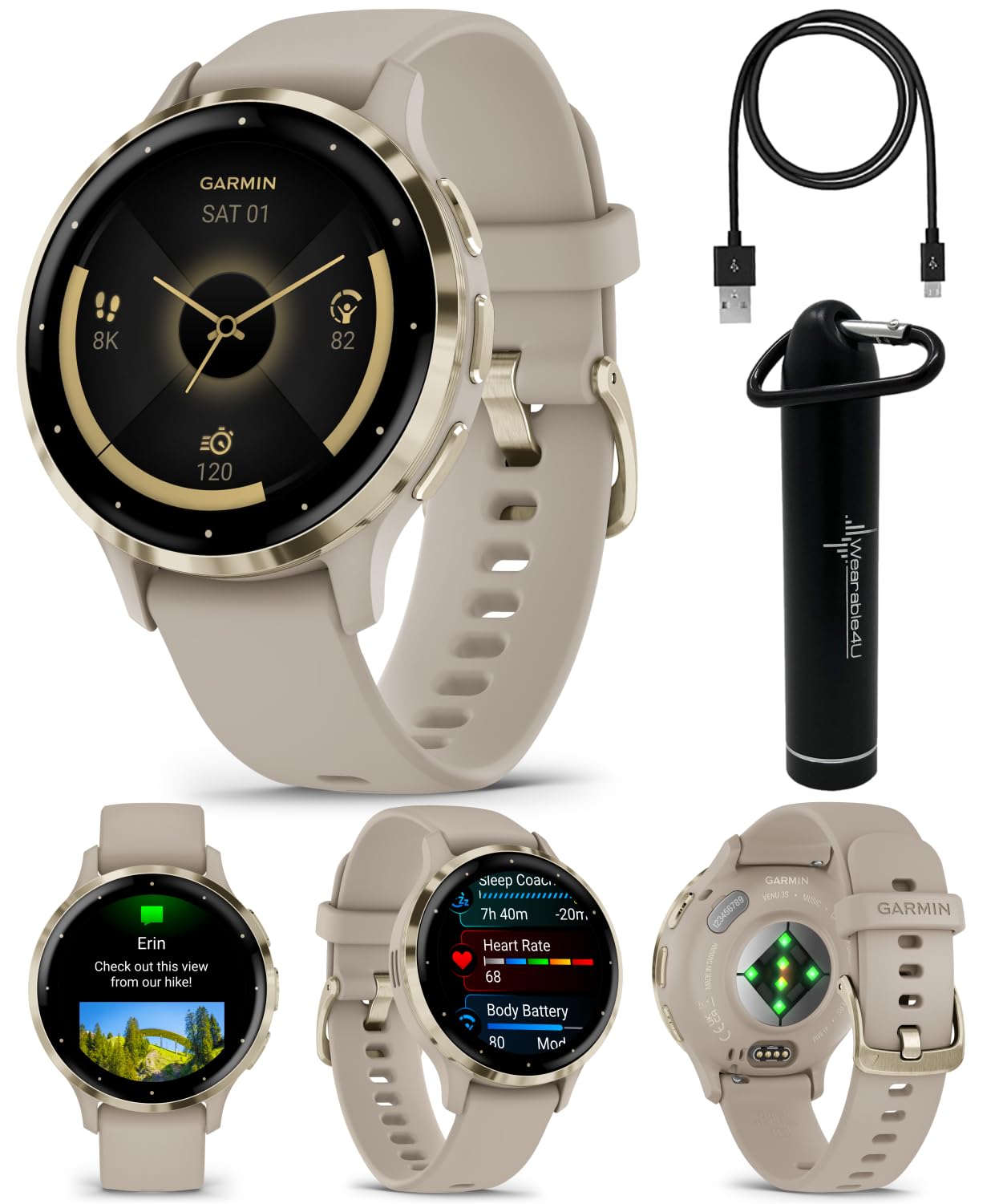 Wearable4U   Garmin Venu 3S Gps Smartwatch Amoled Display 41Mm Watch, Advanced Health And Fitness Features, Up To 10 Days Of Bat