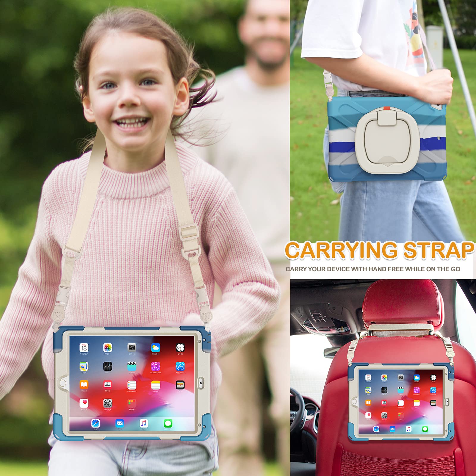 Braecn Case For 9.7 Inch Ipad 6Th/5Th Generation/Ipad Pro 9.7 Inch/Ipad Air 2, Full Body Rugged Case W/Pencil Holder/Swivel Stan