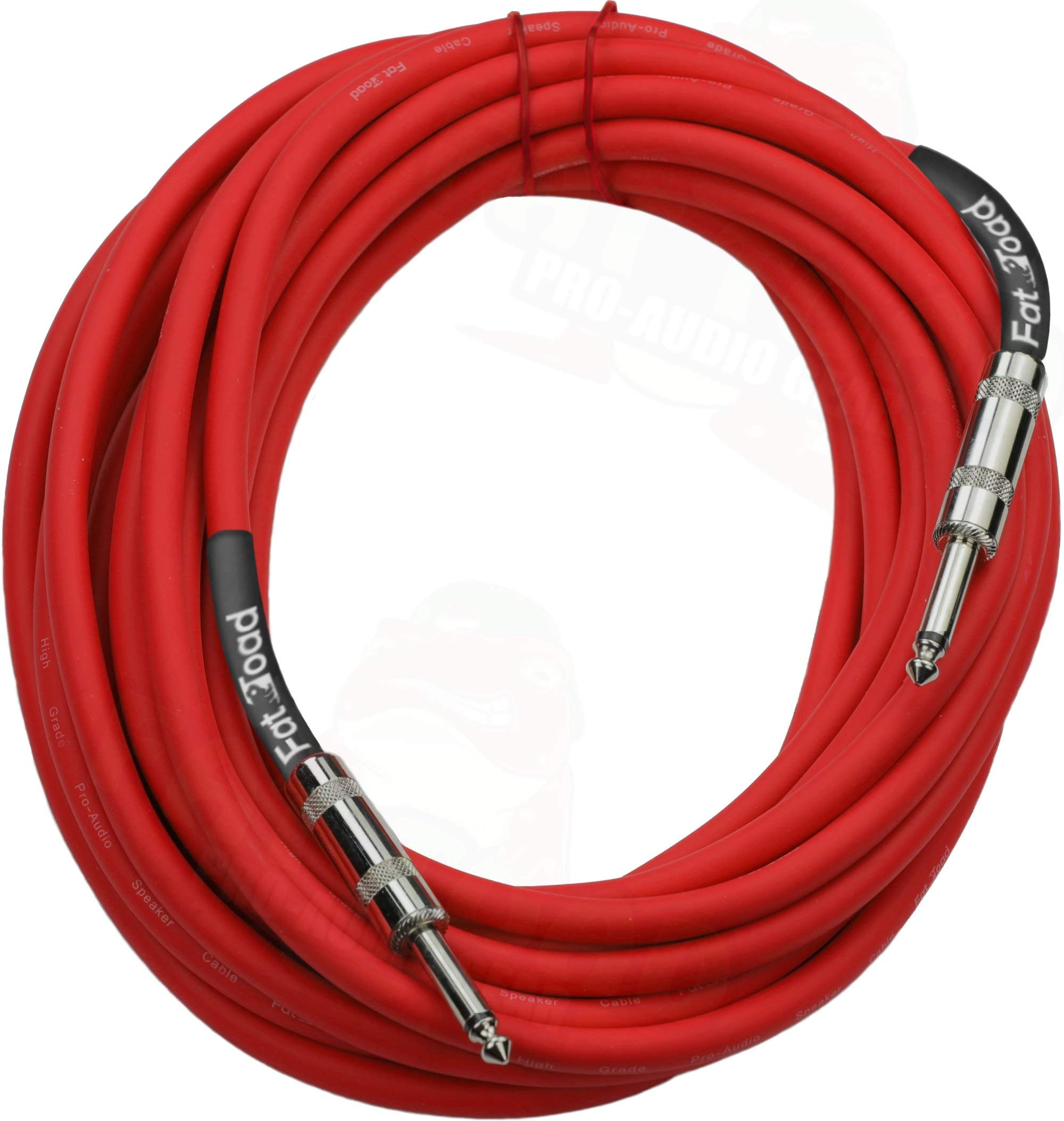Fat Toad 1/4'' To 1/4 Male Jack Speaker Cables (2 Pack) 25Ft Professional Pro Audio Red Dj Speakers Pa Patch Cords | Quarter Inc