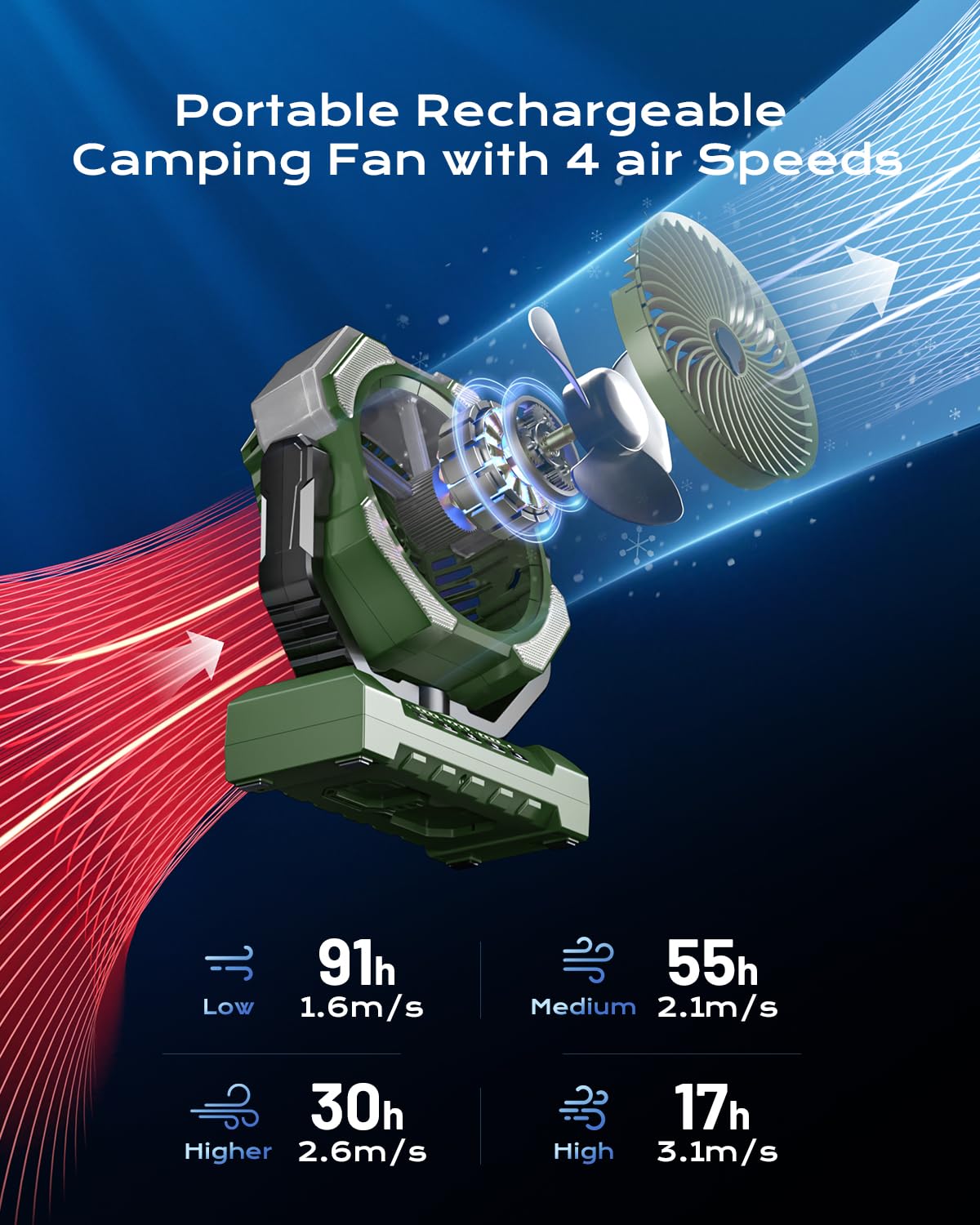 Misting Fan Portable With 250Ml Water Tank, 24000Mah Rechargeable Cooling Fans For Outside, Outdoor Water Misters With 2 Mist Mo