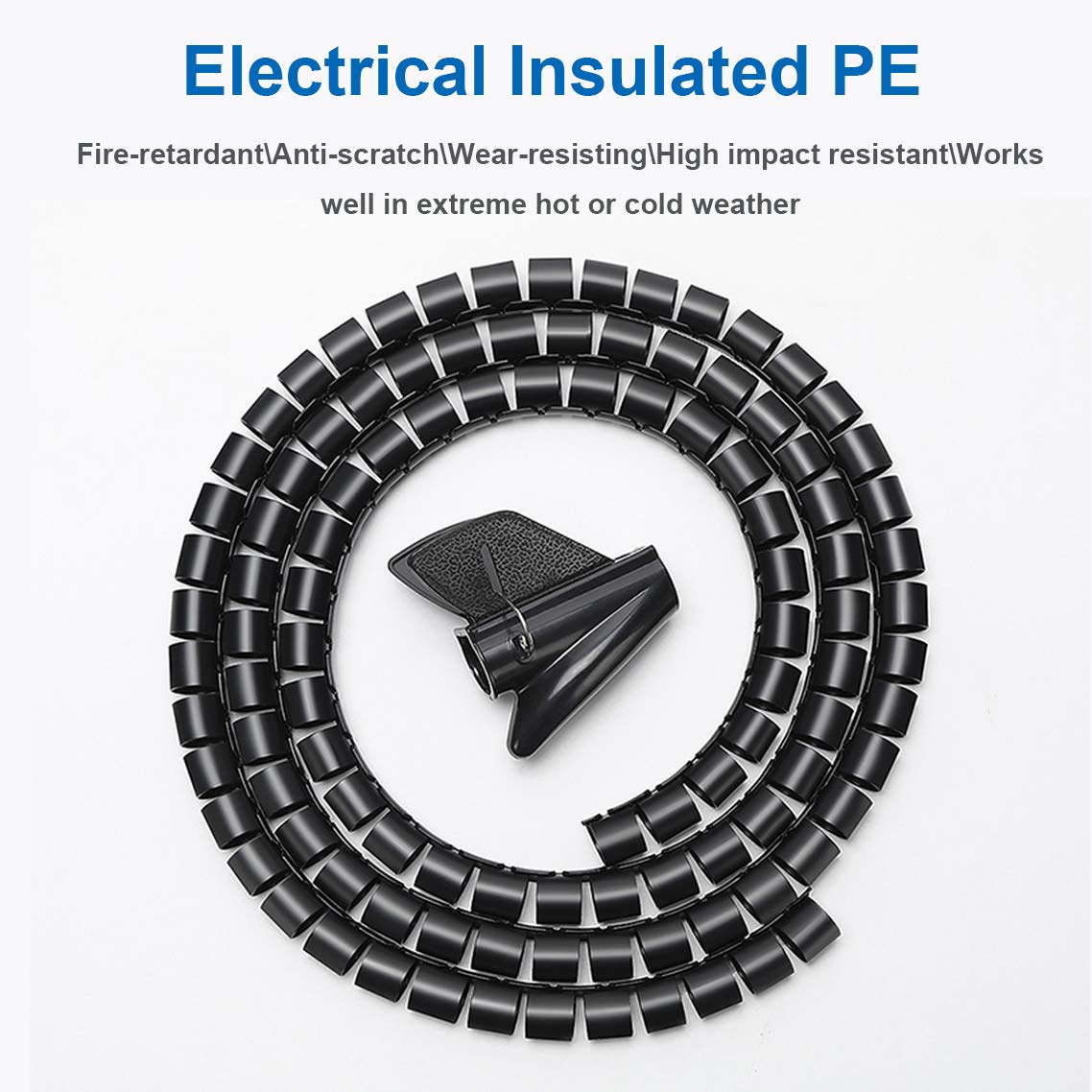 10Ft Cable Management Sleeve Cord Bundler 0.8'' Diameter W/Zip Clip Zipper Wire Wrap Cord Organizer Cable Tube Hider Flexible &