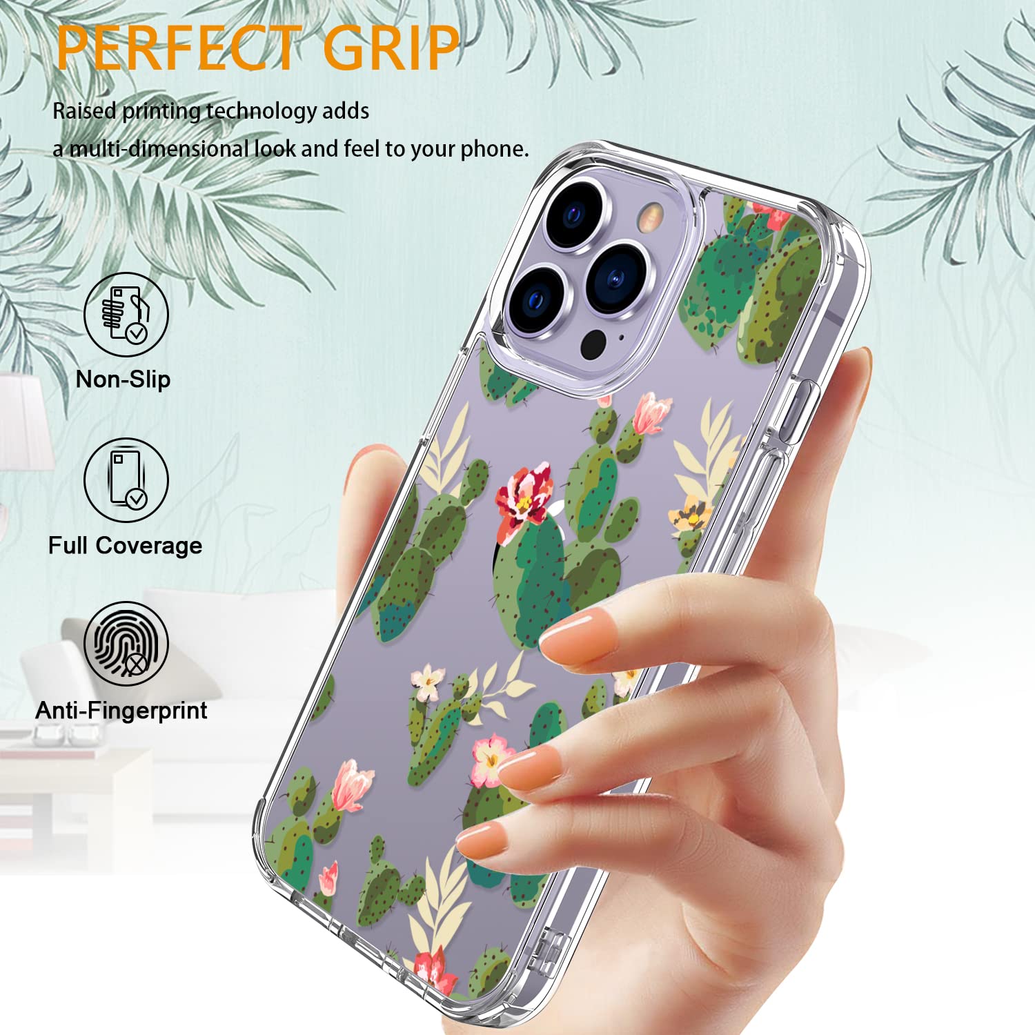 Luhouri For Iphone 15 Pro Case With Screen Protector   Crystal Clear Cover   Fashionable Pattern Design   Wireless Charging   Sl