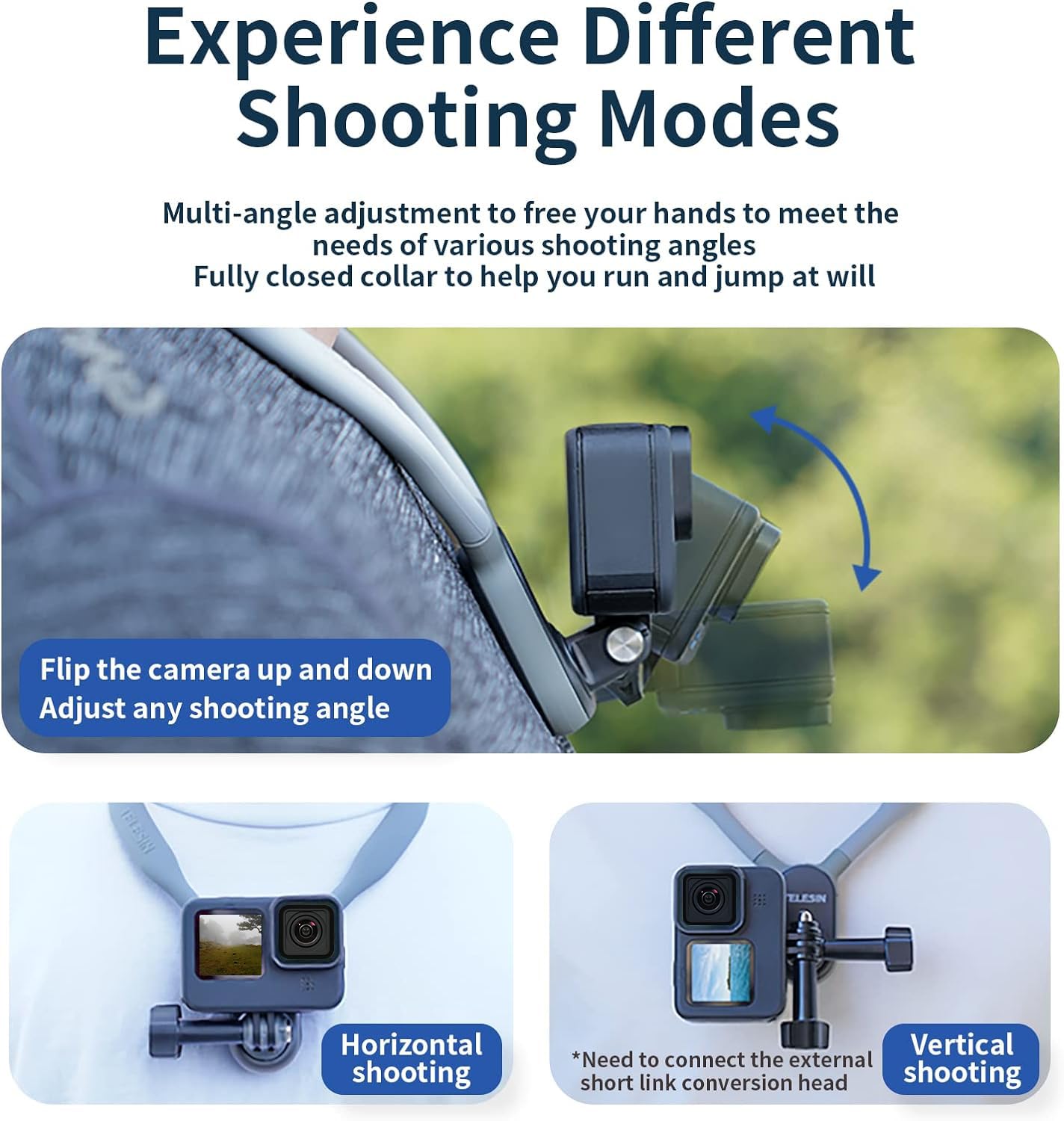 Telesin� Plus Magnetic Neck Mount For Go Pro Phone Holder, Quick Release Pov Video Vlog Flexible Angle Necklace Holder For Gopro Hero 13 12 11 10 9 Insta360 X3 X4 Dji Action 3 4 5 Pro Iphone Android