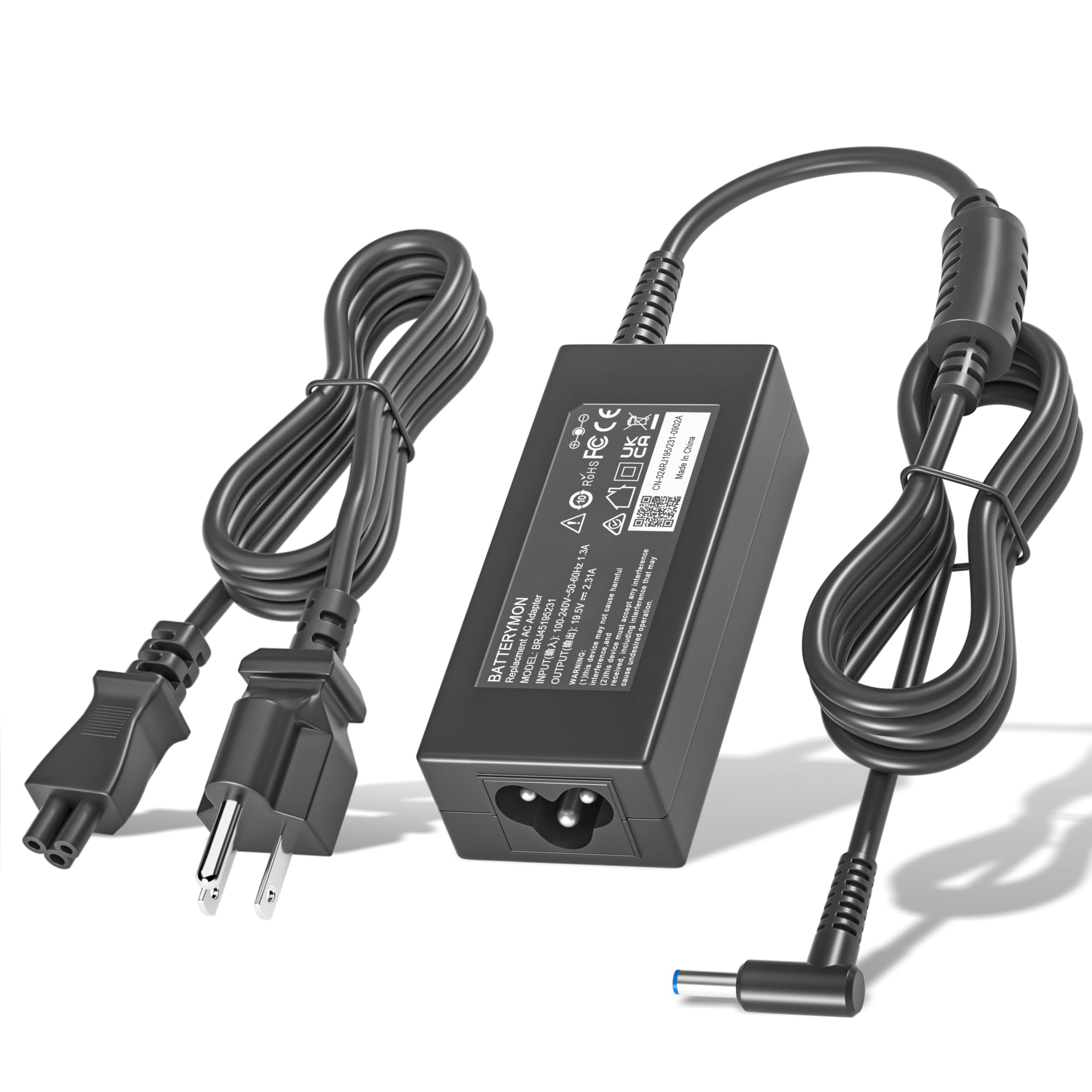 45W 19.5V 2.31A Laptop Power Adapter Charger For Hp 741727 001 721092 001 719309 001 Hstnn Da40 Adp 45Wd B, Pavilion Touchsmart 11 13 15 Stream 14 13 11 Notebook Charging Cord With Blue Tip, 45W Max