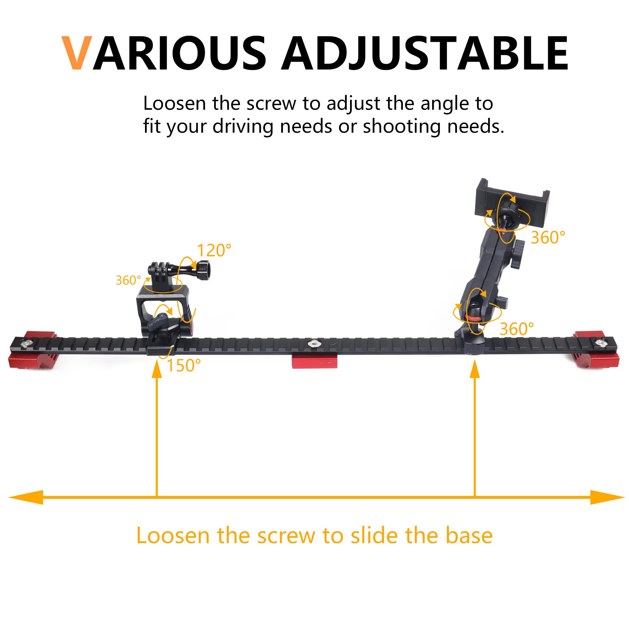 Rerpro Dash Phone Mount Long Picatinny Rail Holder For 2021 2022 2023 2024 New Ford Bronco 2/4 Door Interior Accessories Cell Ph