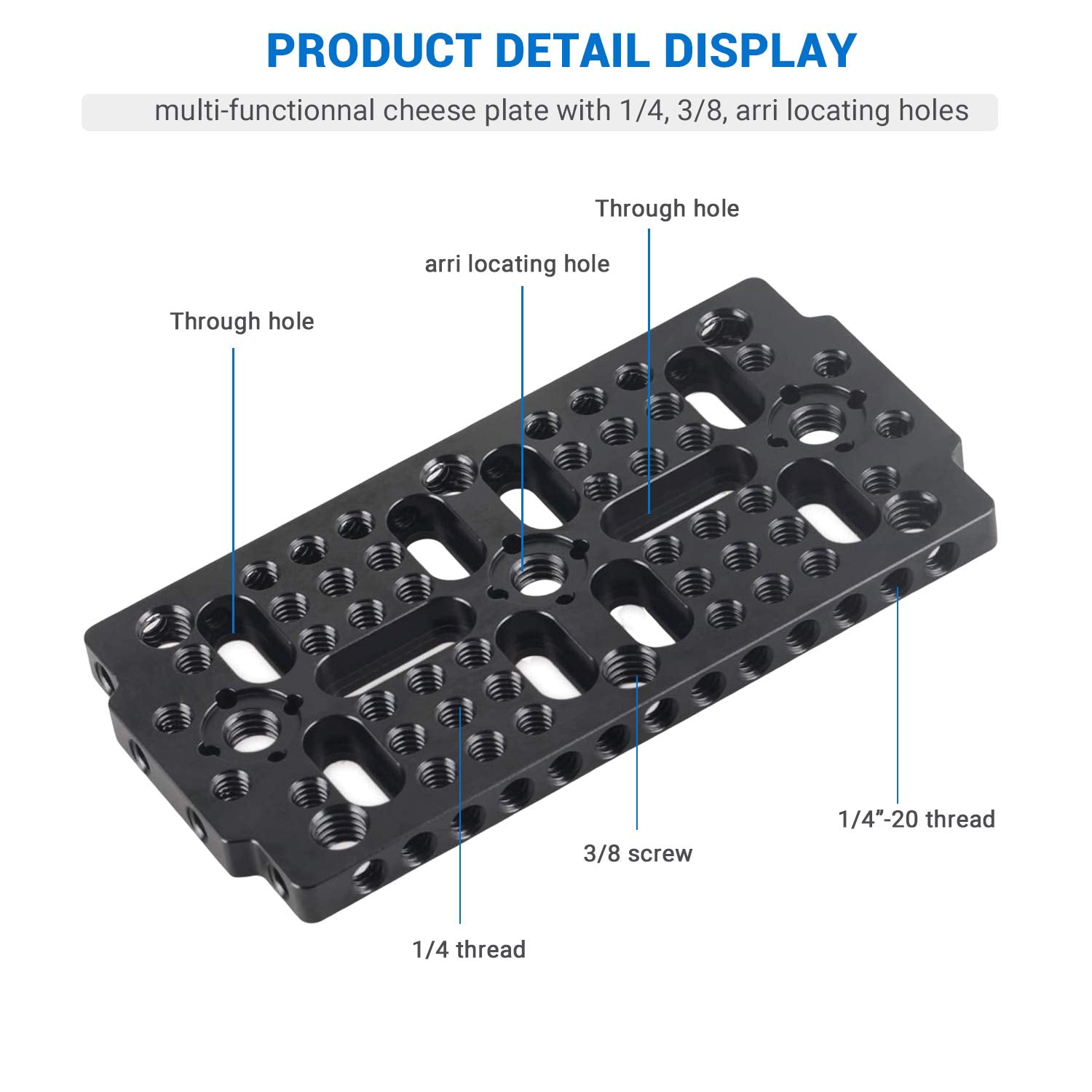 Smallrig Multi Functional Cheese Plate With 1/4 3/8 Threads, Switching Mounting Plate W/Locating Point For Arri For Camera And T