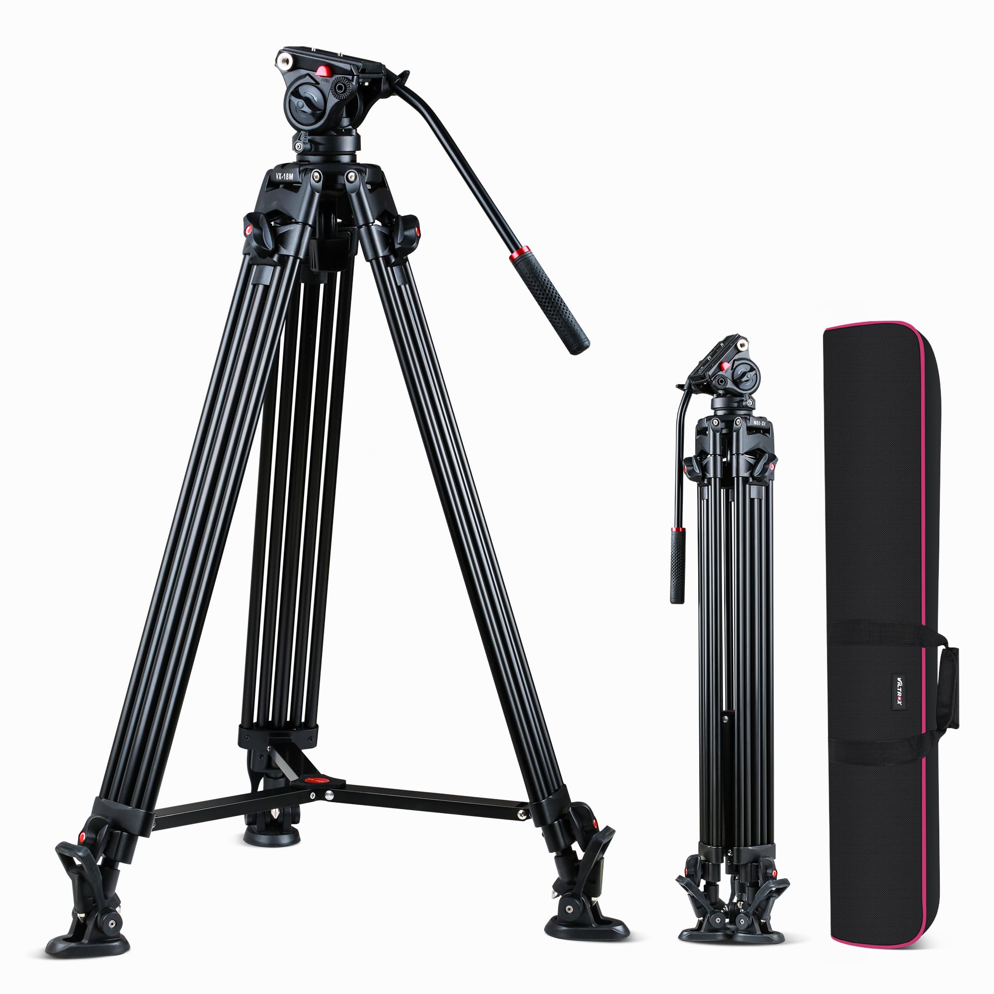 VILTROX 74 Heavy Duty Tripod, Video Tripod with Adjustable Damping 360 Fluid Head, Professional Camera Tripod with Universality 