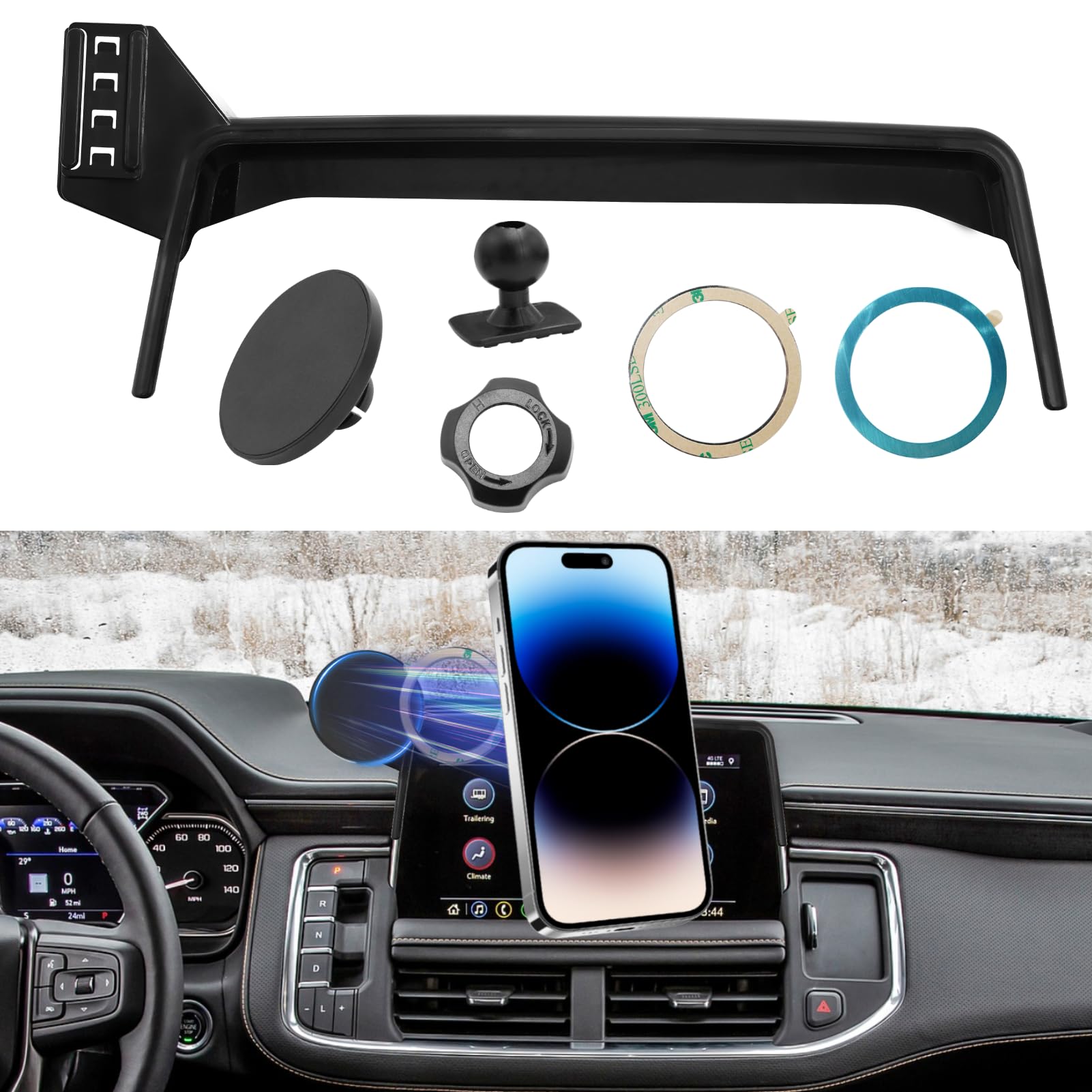 Apeser Magnetic Phone Holder Mount Compatible With Chevy Suburban Tahoe/Gmc Yukon 2021-2024,Cell Phone Automobile Cradles For 10