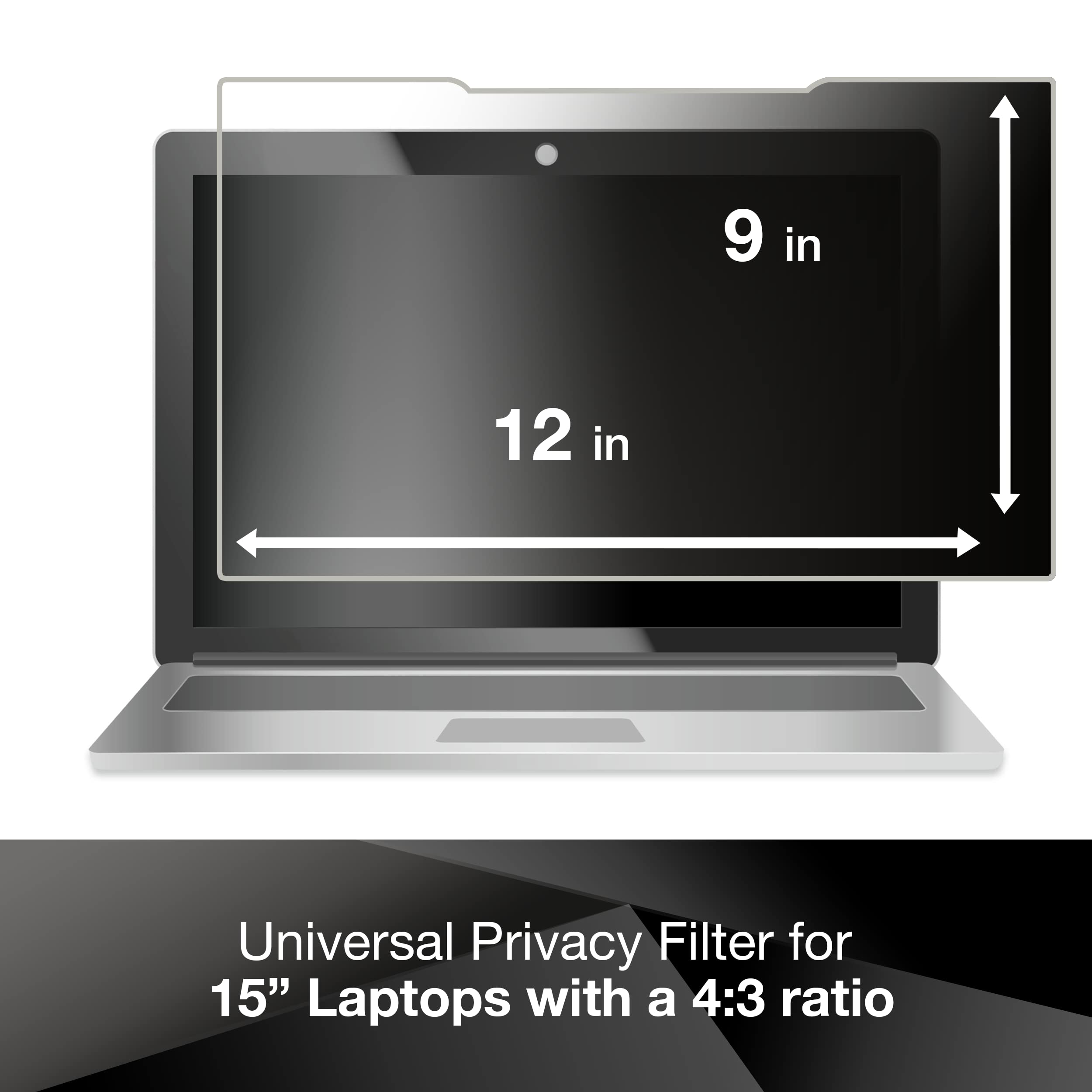 3M Privacy Filter For 15'' Standard Laptop (Pf150C3B) (4:3) , Black