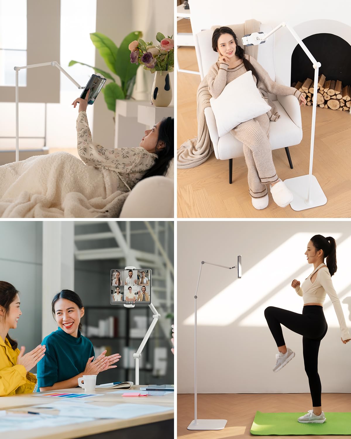 Viozon Tablet Floor Stand Holder, Compatible with 4.7' 13' Phone/Tablet, iPhone 15 Plus/Pro Max iPad,Kindle, 68' Phone Stand, Aluminum Alloy, Universal 360� Rotatable, for Bed,Sofa,Desk,.Black