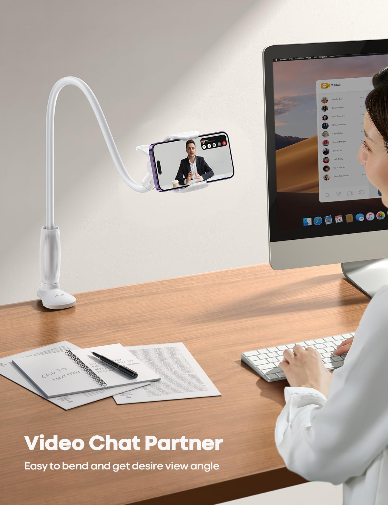 Lamicall Gooseneck Phone Holder For Bed   360 Adjustable Clamp Clip, Overhead Cell Phone Mount Stand For Desk, Compatible With A