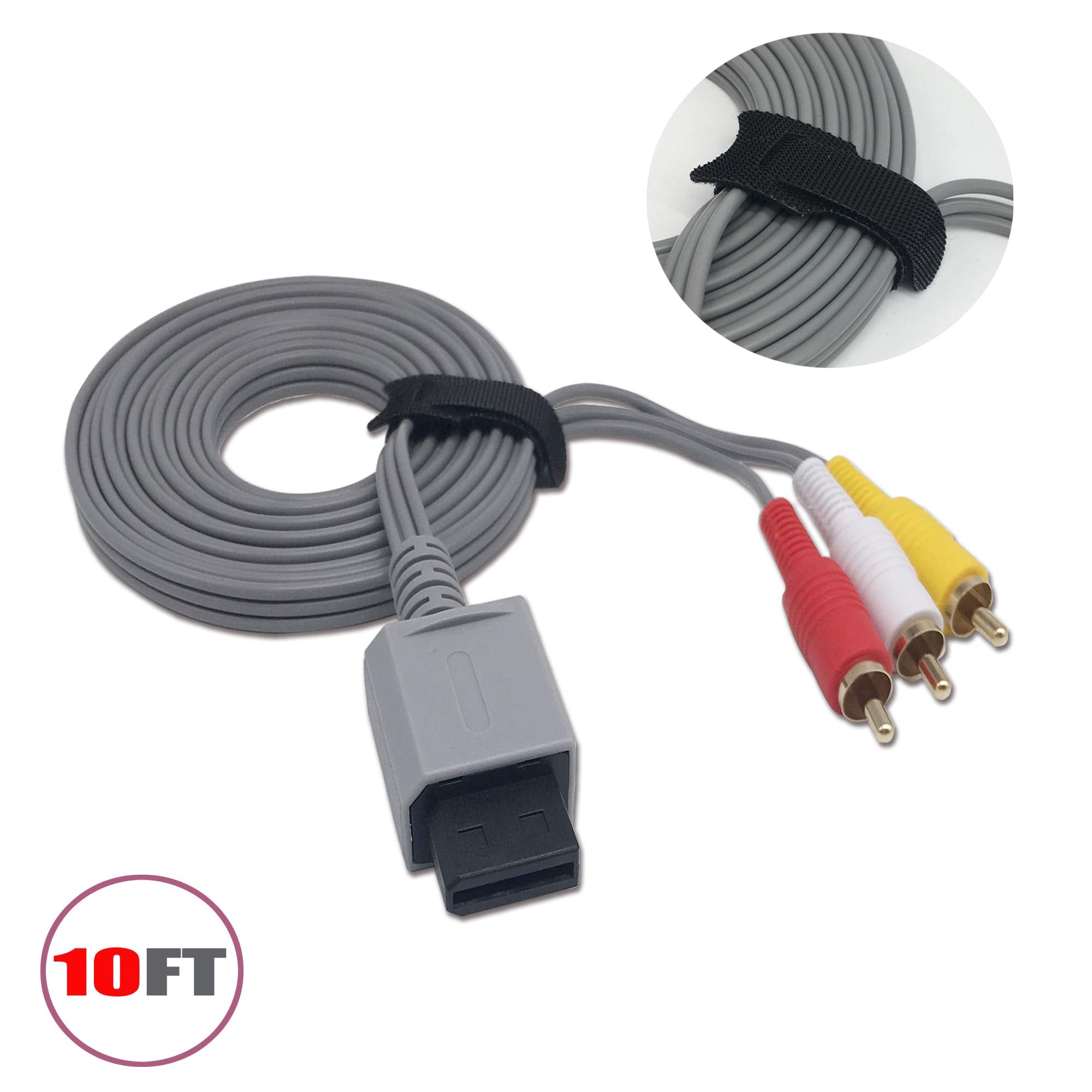 Wicareyo Av Cable Lengthened 10Ft Audio Video Av Rca Video Cord Tv Composite Cable For Wii Wii U Console