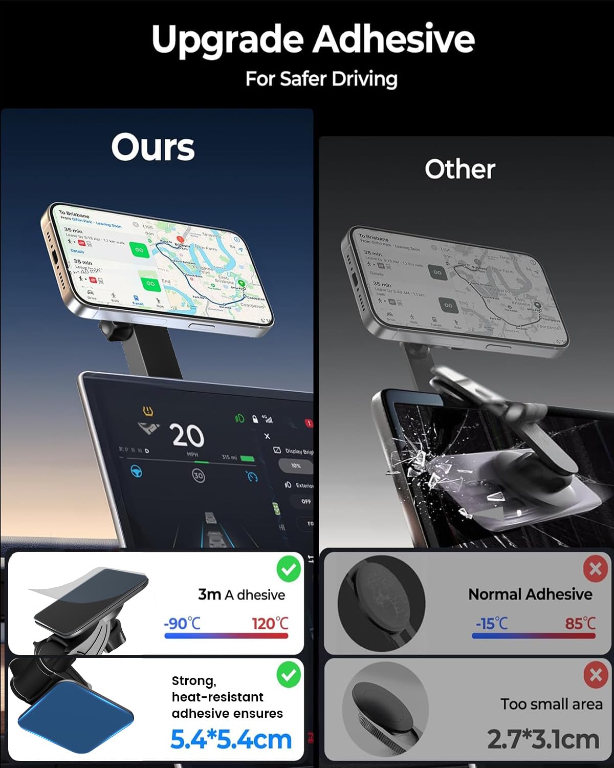 Ohlpro For Magsafe Car Charger Mount For Iphone 16 15 14 13 Pro Max, 15W Fast Charging Phone Holder, Magnetic Car Accessories, 3