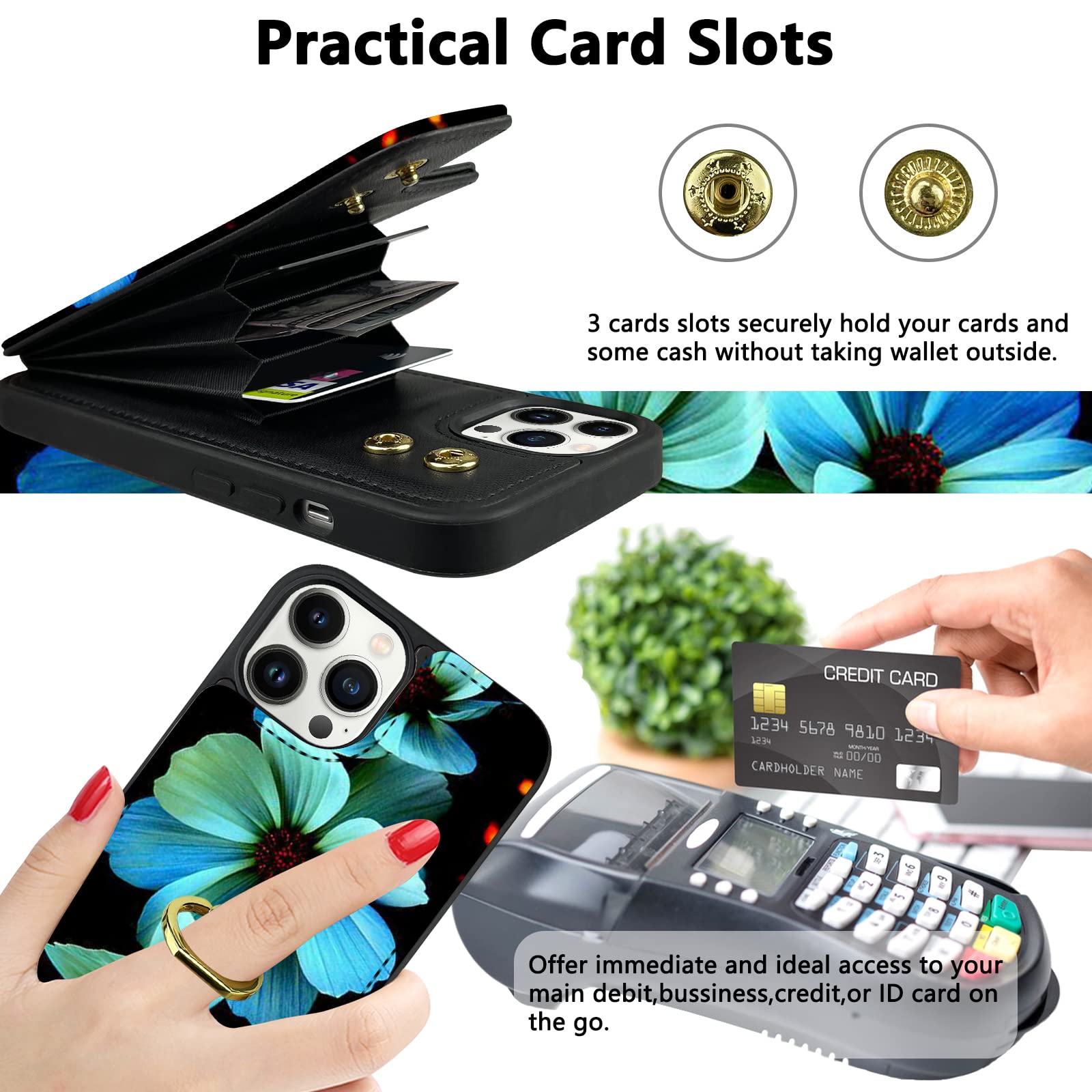 Topperfekt Compatible With Iphone 13 Pro Max Wallet Case With Card Holder, 360