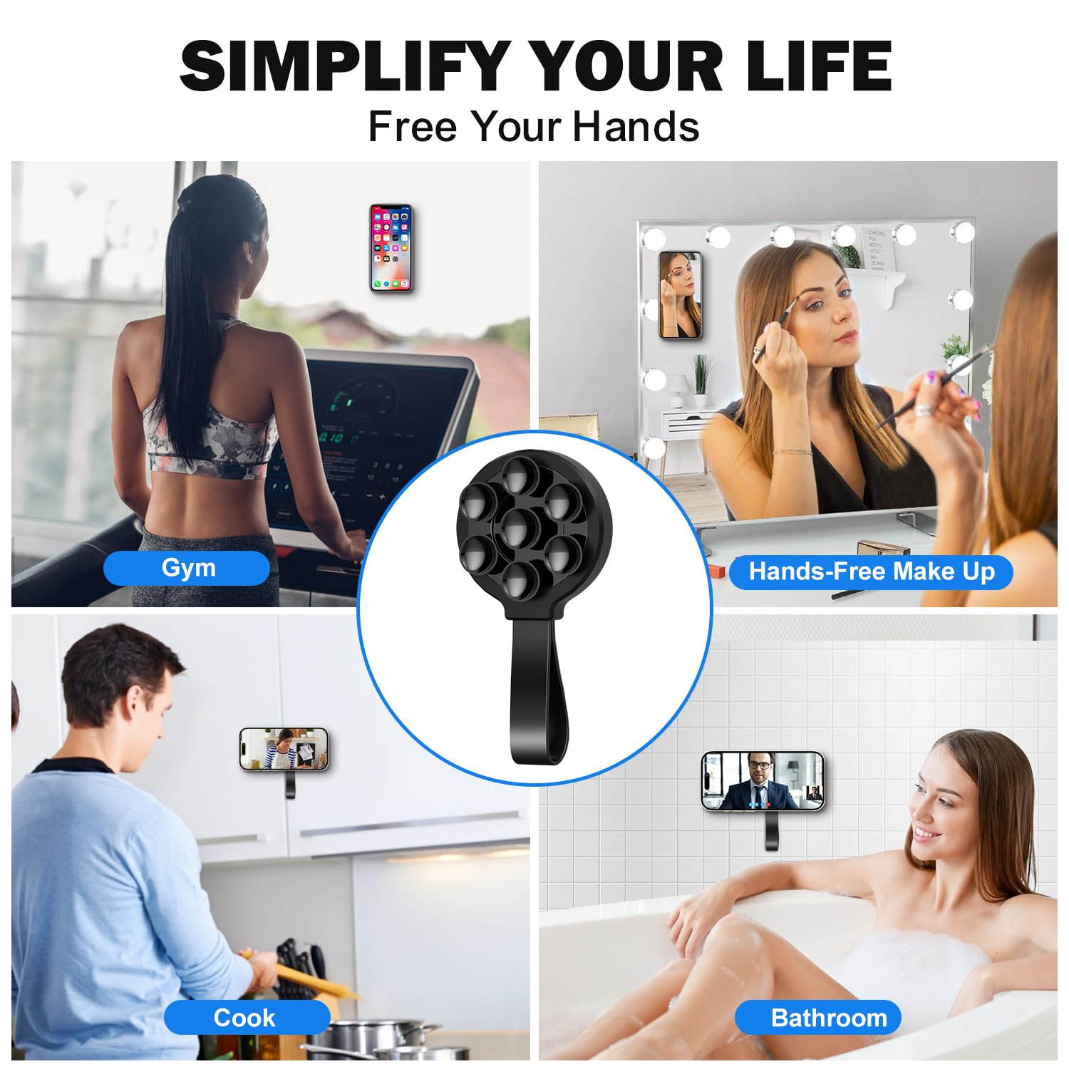 Silicone Suction Phone Case, Magnetic Suction Cup Phone Mount, Sticky Phone Suction Grip For Selfies And Videos, Hands-Free Mirr