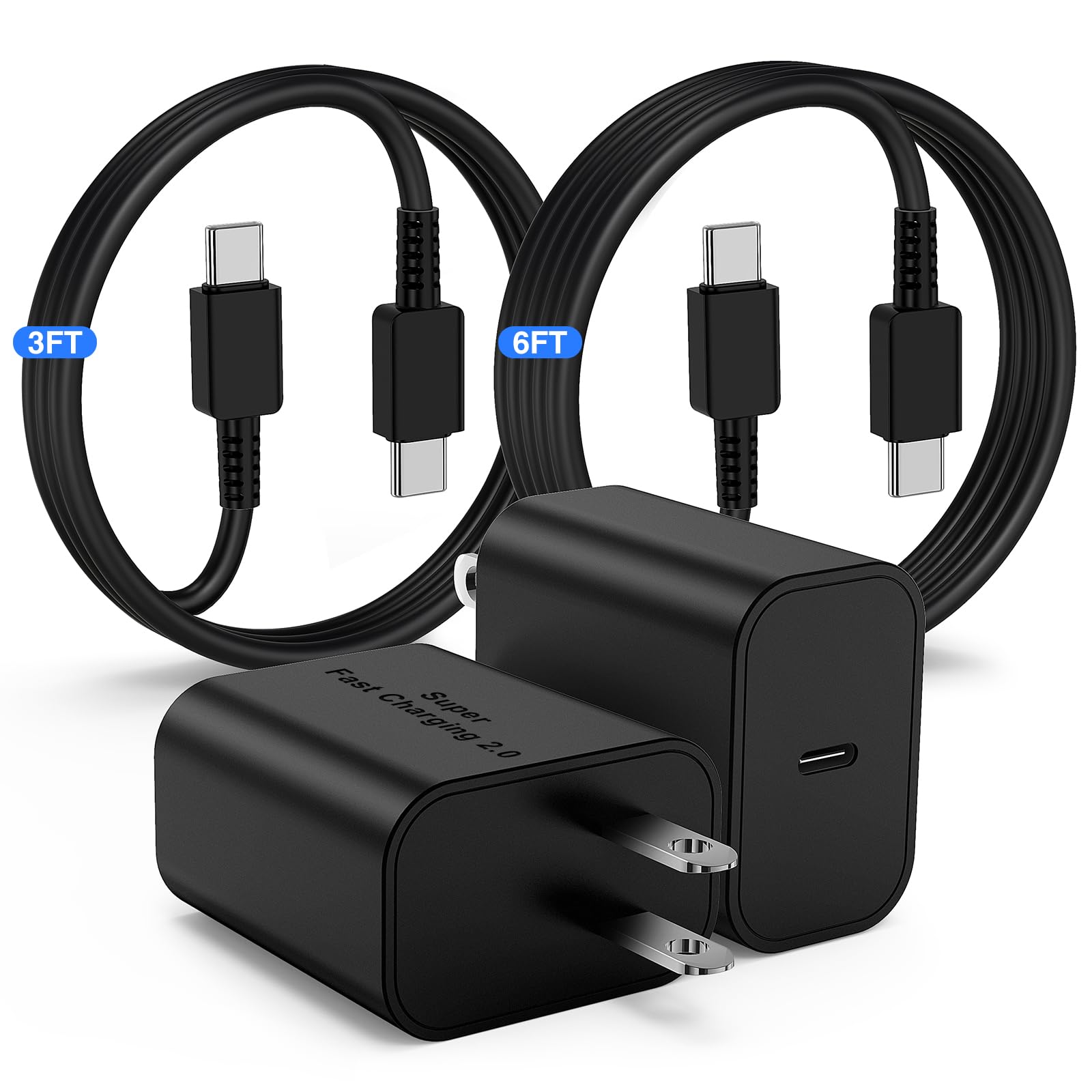 Cndons 45W Usb C Charger For Samsung Charger Fast Charging, Type C Charger Block &3+6Ft Usbc To Usbc Cable 2Pack For Galaxy S24