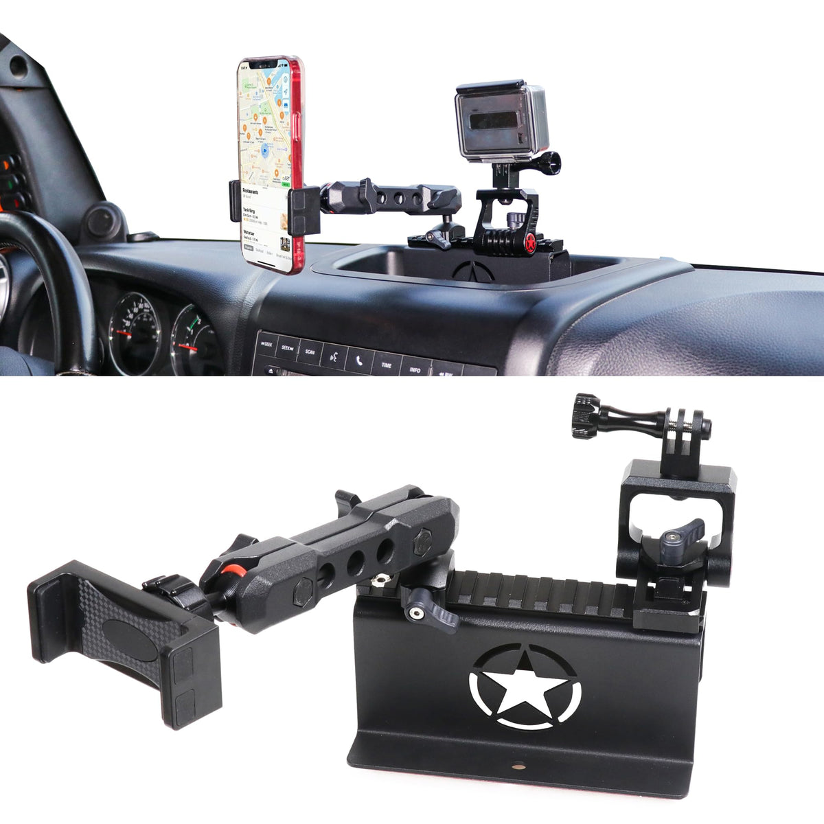 Rerpro Jk Dash Phone Mount Holder For 2012 2018 Jeep Wrangler Jk Jku Unlimited Interior Accessories Slide Rail Mounts Bracket Fo