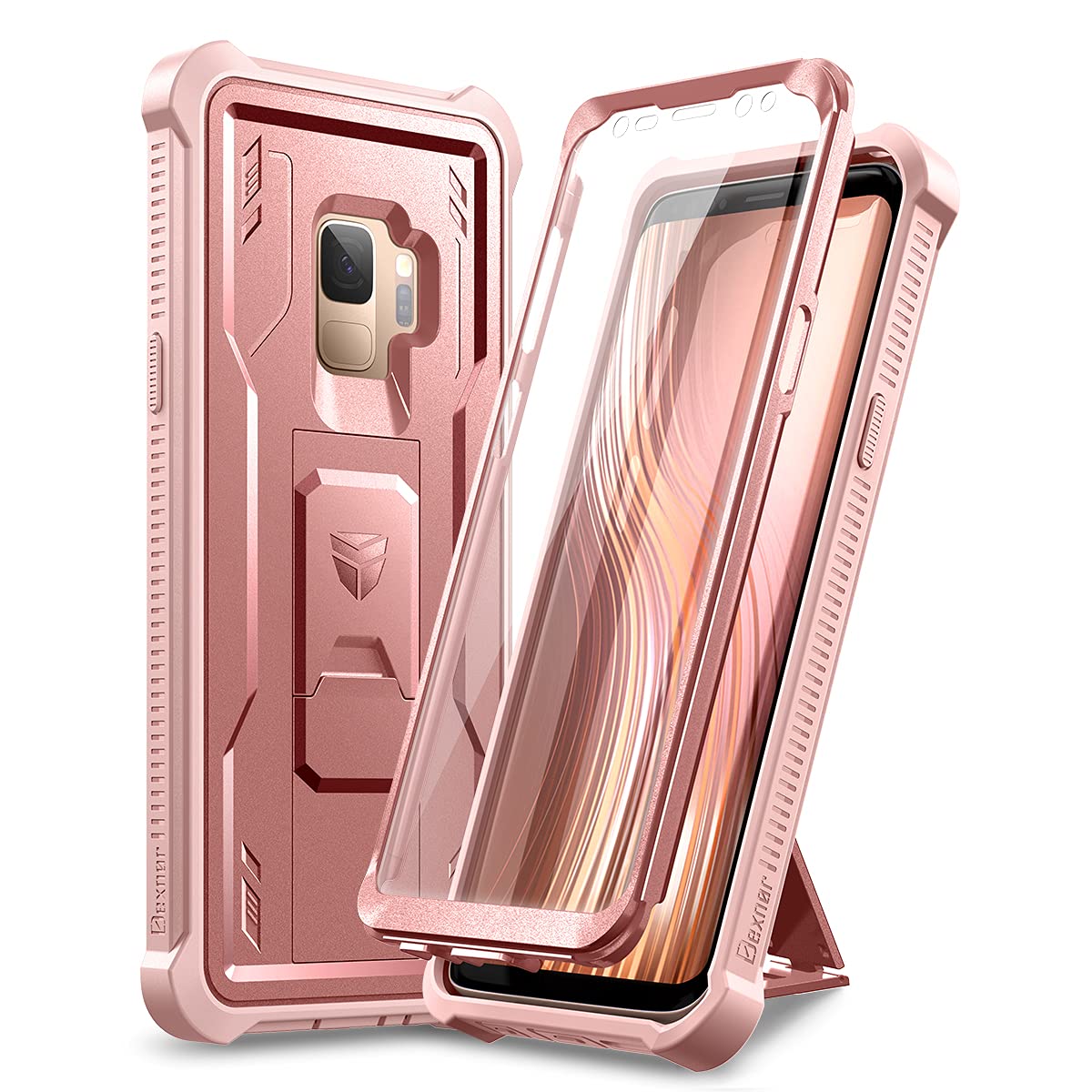 Dexnor For Samsung Galaxy S9 Case, [Built In Screen Protector And Kickstand] Heavy Duty Military Grade Protection Shockproof Pro