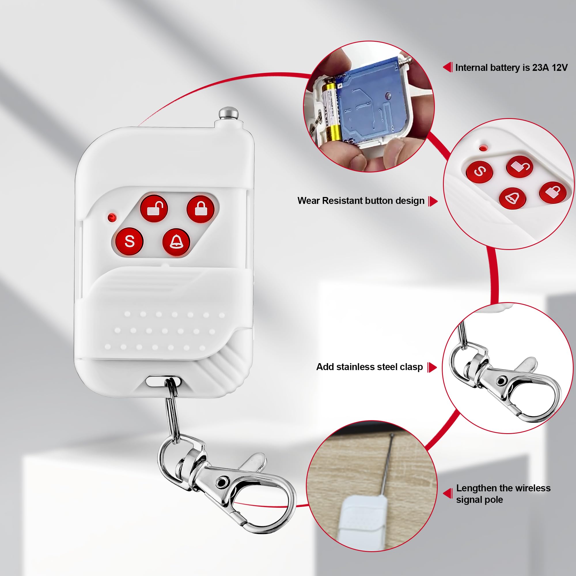 Kerui Wireless Remote Control Working With Kerui Home Alarm System White 433 Mhz