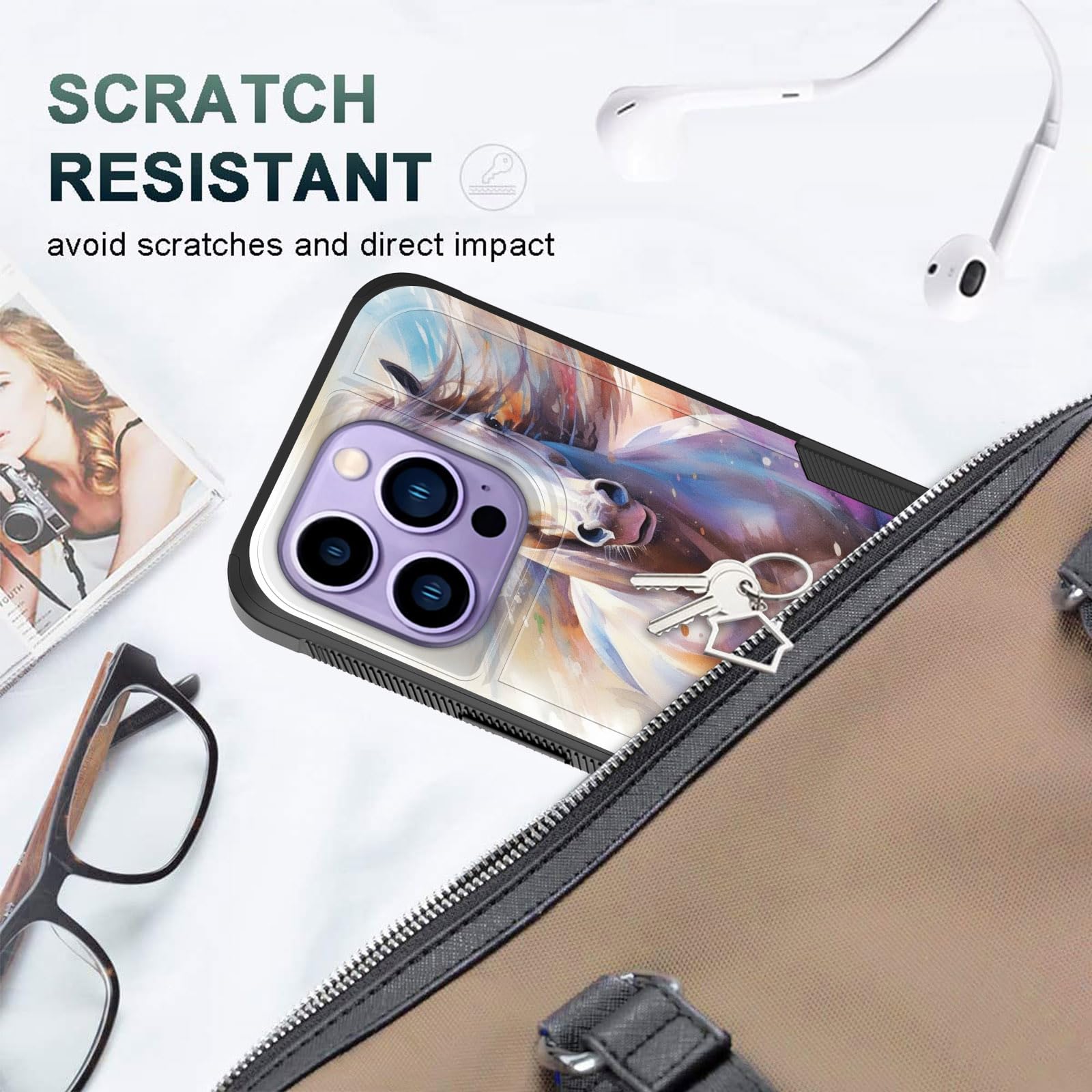 Cicplkse For Iphone 15 Pro Case,Dual Layer Heavy Duty Hybrid Shockproof Hard Pc Soft Silicone Tpu Bumper Protective Cover Case F