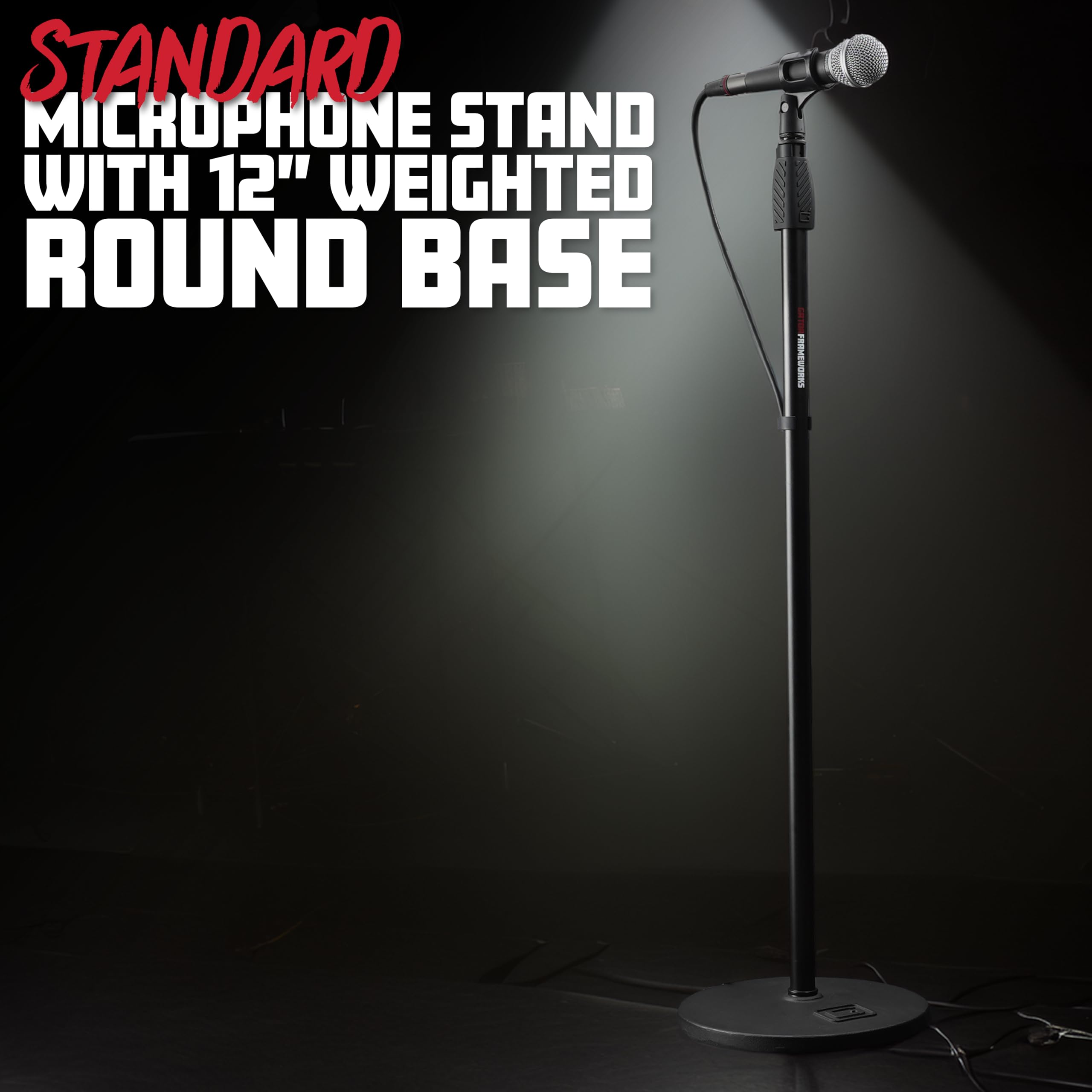 Gator Frameworks Microphone Stand With 12 Weighted Base And Soft Grip Twist Clutch Height Adjustment, (Gfw-Mic-1200)