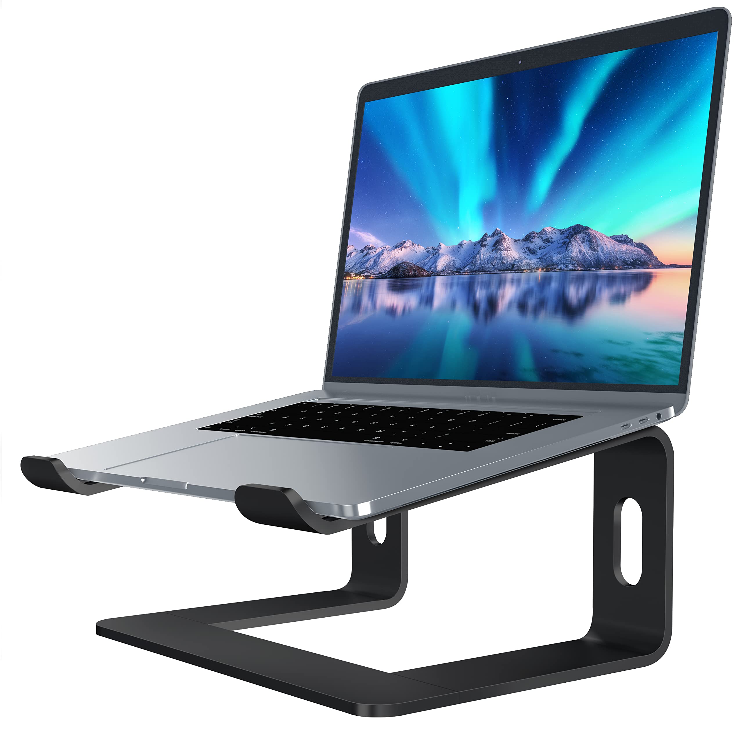 Soundance Laptop Stand, Aluminum Computer Riser, Ergonomic Laptops Elevator For Desk, Metal Holder Compatible With 10 To 15.6 Inches Notebook Computer, Black