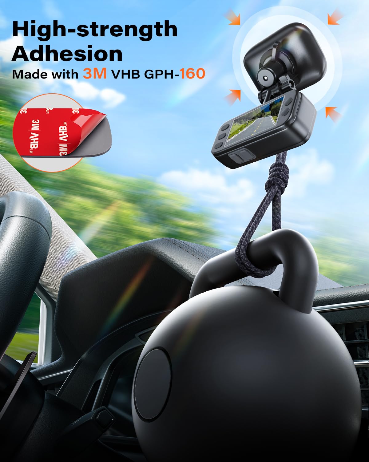 Apps2Car 8Pcs 3M Vhb Dash Cam Adhesive Pad With Electrostatic Film, Heat Resistant Car Mount Sticky Pad Replacement, Sticky Tape