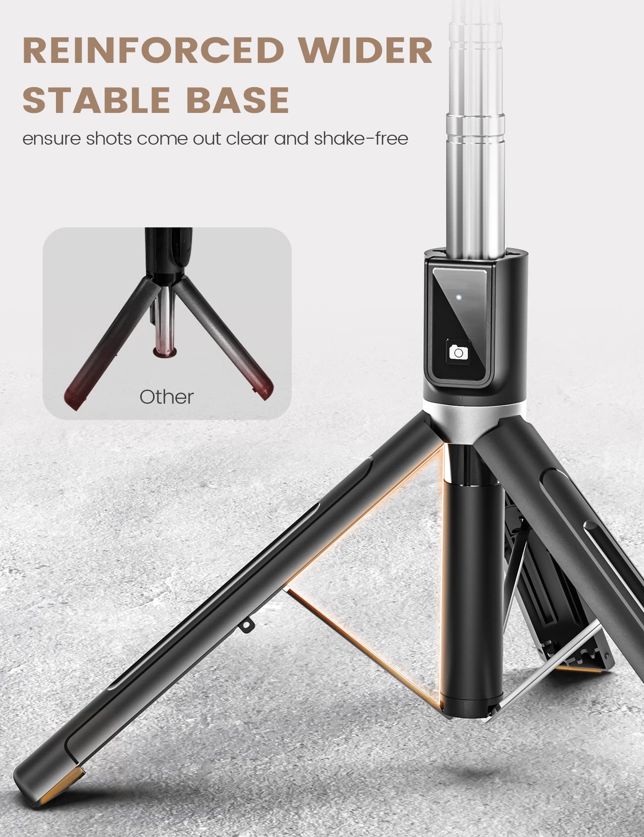 ANXRE 50 Phone Tripod with Remote - Portable 5-in-1 for iPhone 15/14/13 Pro Max, GoPro, Android - Black, Reinforced Stability