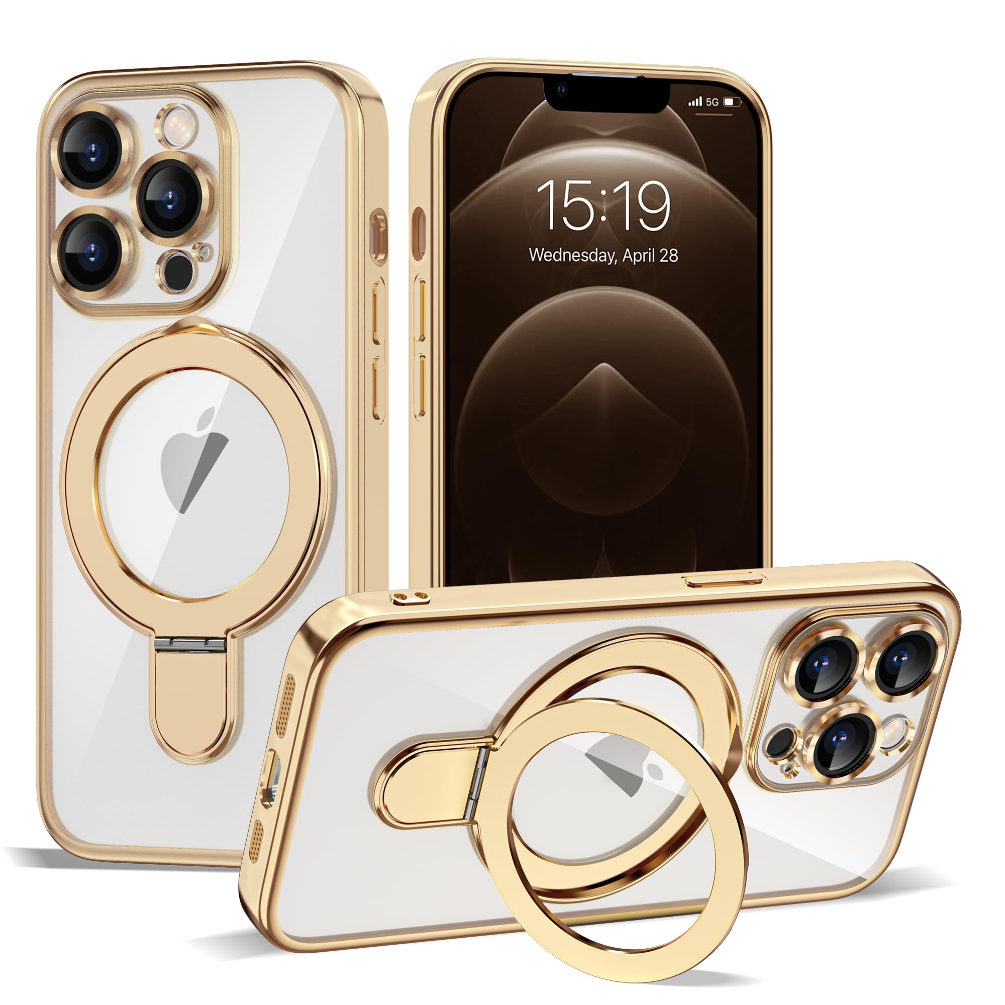 ETPESOK Compatible with iPhone 12 Pro Max Case with Invisible Magnetic Ring Stand [Compatible with Mag-Safe] [Full Camera Lens P