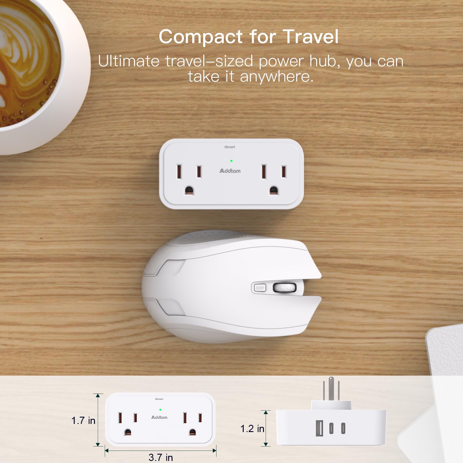 Surge Protector Outlet Extender, Multi Plug Outlet Splitter With 4 Electrical Outlets 3 Usb Ports(2 Usb C 3 Sided Wall Plug Adap