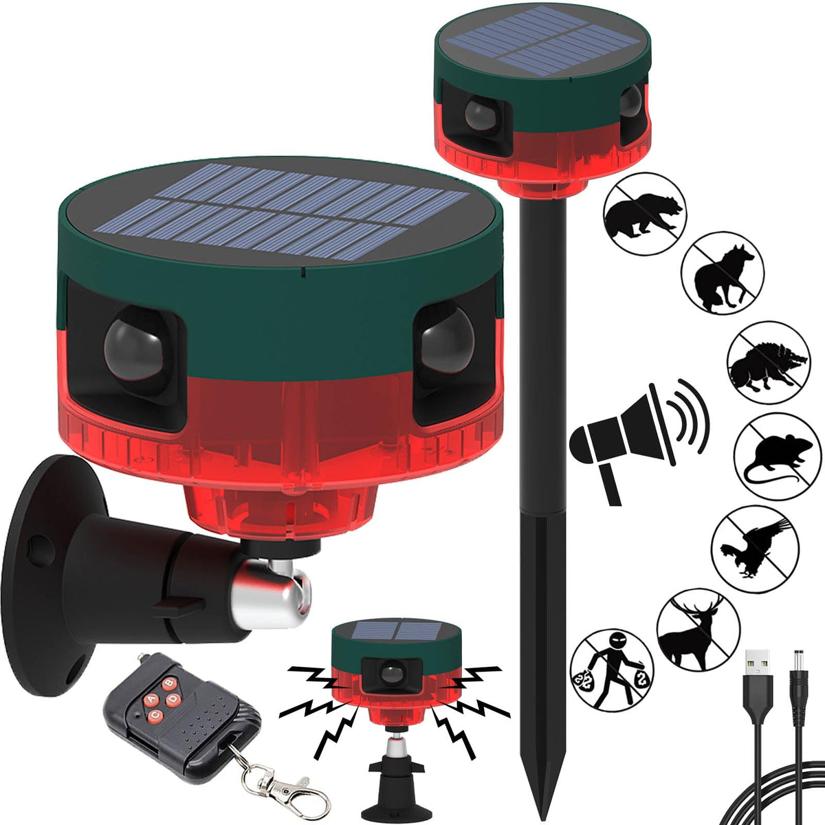 Solar Outdoor Motion Sensor Alarm,With Upgraded 360 Motion Detector Alarm, 129Db Loud Siren, And Remote Keep Unwanted Explorers 