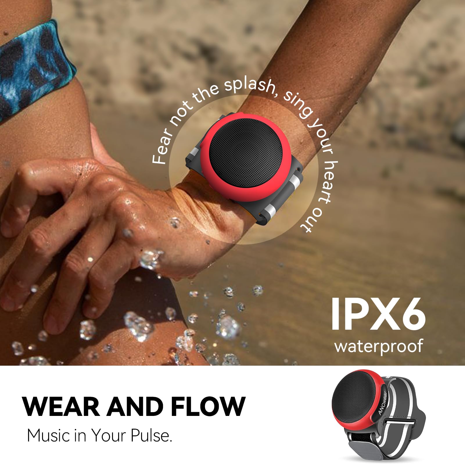 Ancwear Wearable Bluetooth Speaker Wireless,Wrist Watch Speaker With Microphone, White Noise Machine (17 Sounds), Water-Resistan